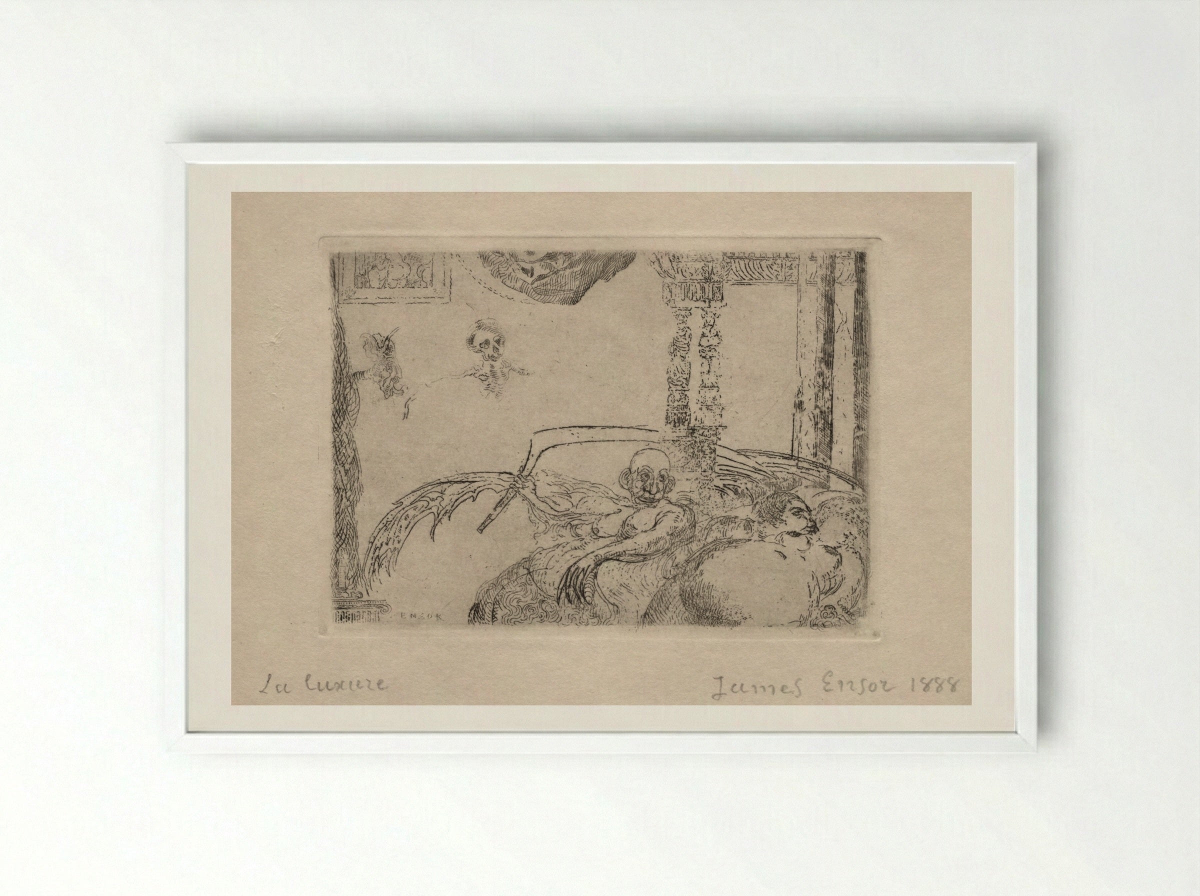 The Seven Deadly Sins: Lust - James Ensor - Framed Print White