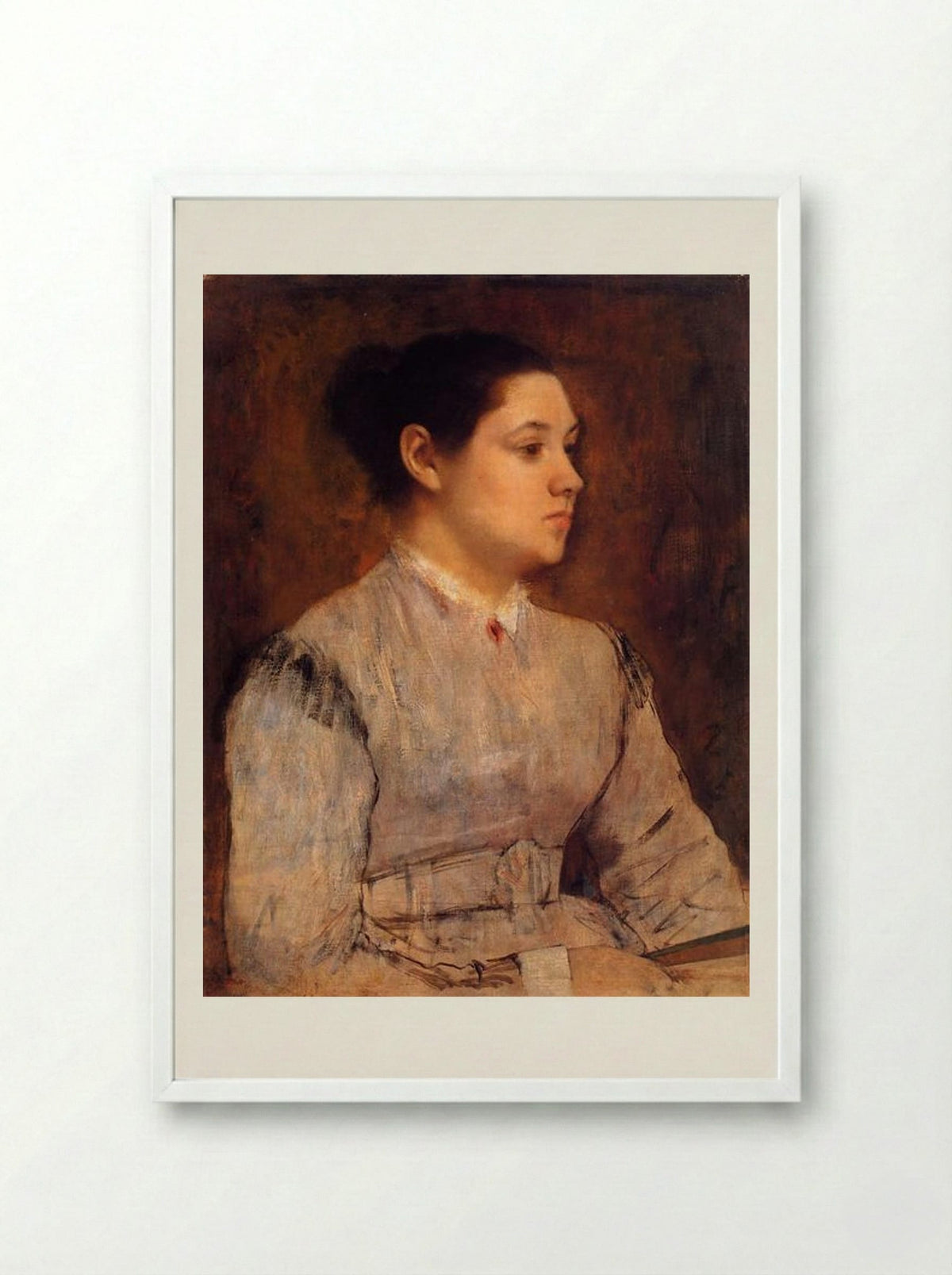 Portrait of a Young Woman - Edgar Degas - Framed Print White
