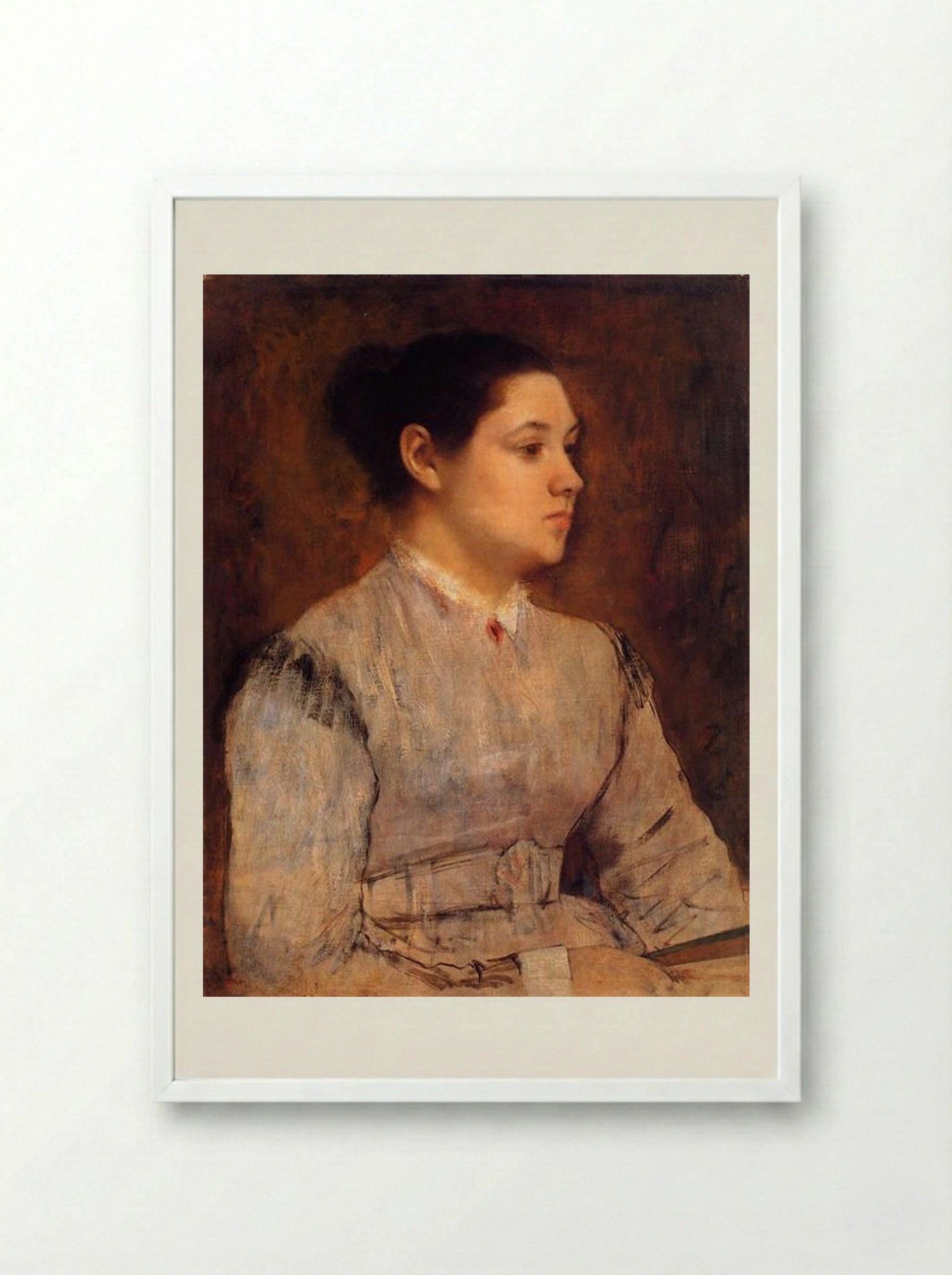 Portrait of a Young Woman - Edgar Degas - Framed Print White