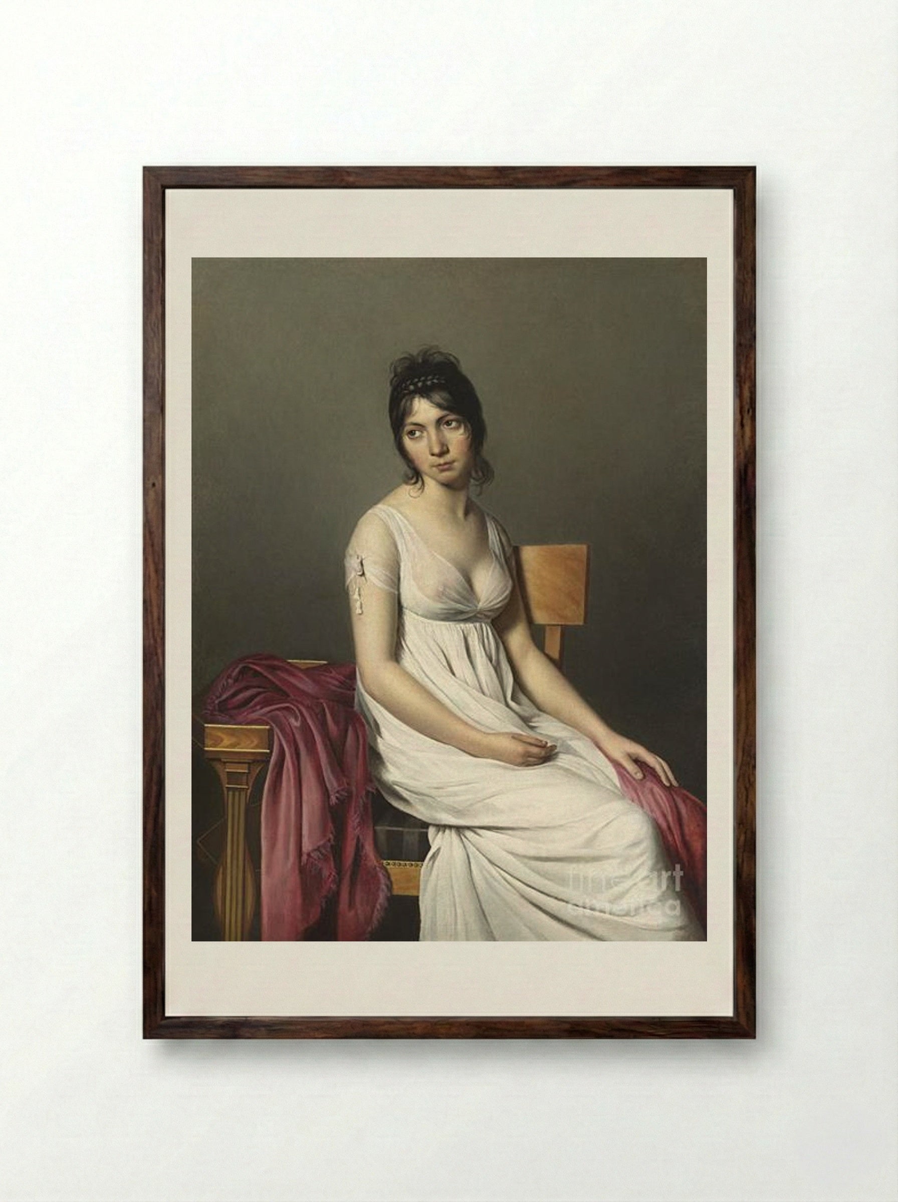 Portrait of a Young Woman - Jacques-Louis David - Framed Print Dark Wood