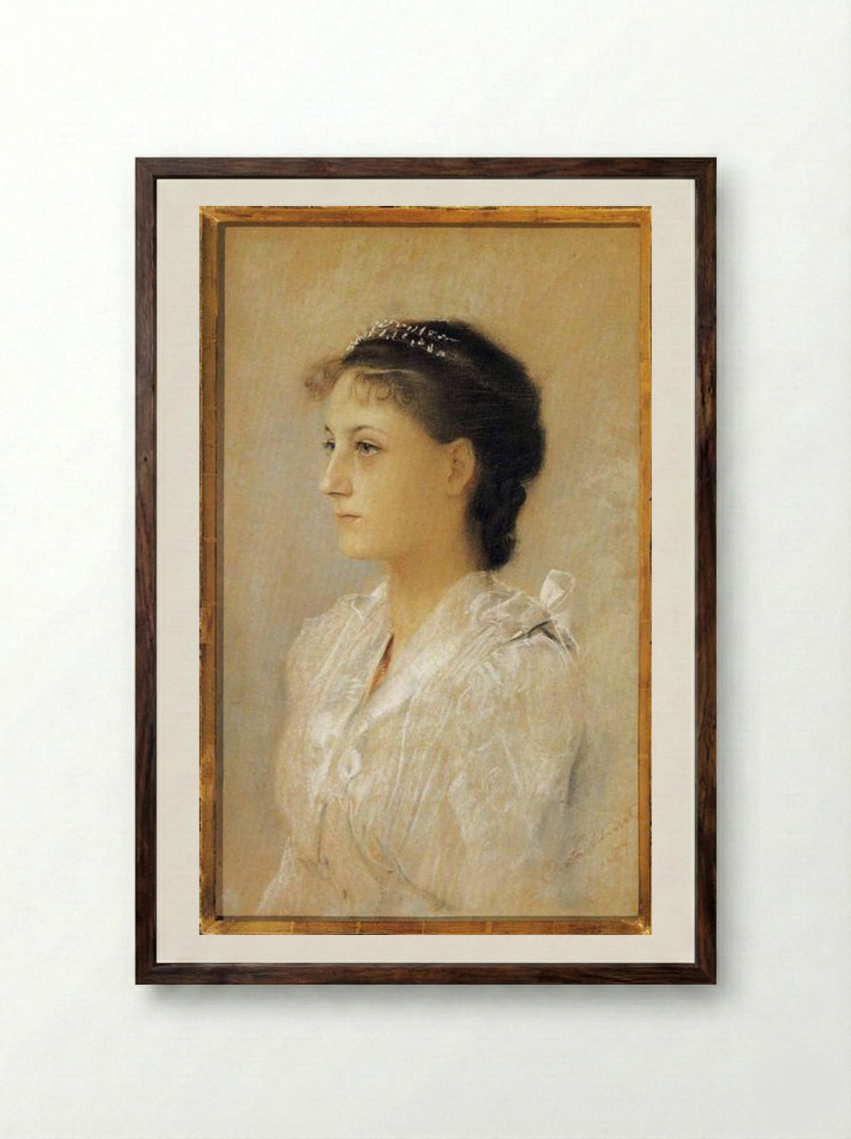 Emilie Flöge, Aged 17 - Gustav Klimt - Framed Print Dark Wood