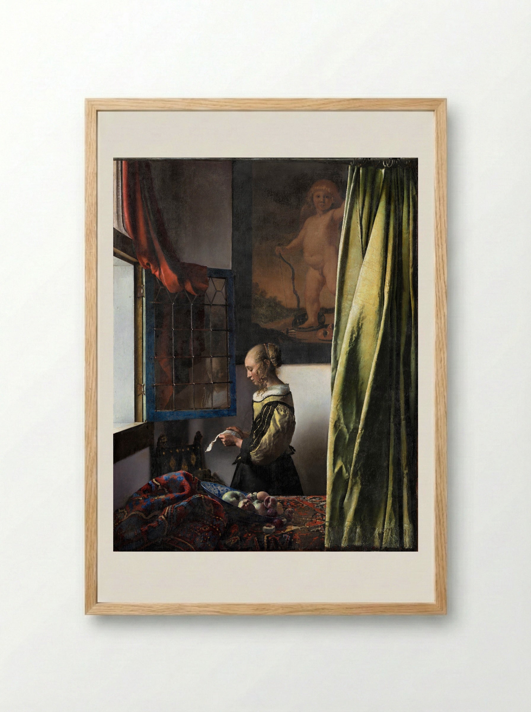 Girl Reading a Letter at an Open Window - Johannes Vermeer - Framed Print Wood