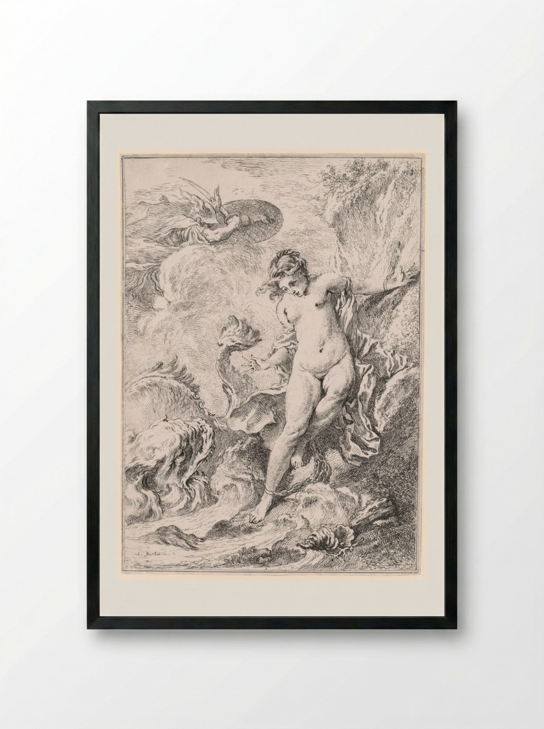 Andromeda (Andromède) - François Boucher - Framed Print Black