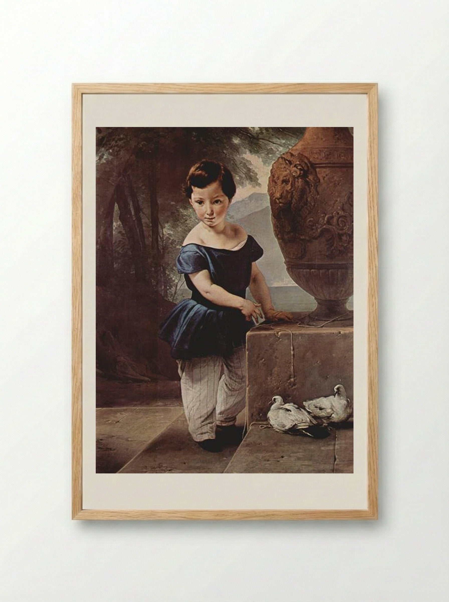 Portrait of Don Giulio Vigoni as a child - Francesco Hayez - Framed Print Wood