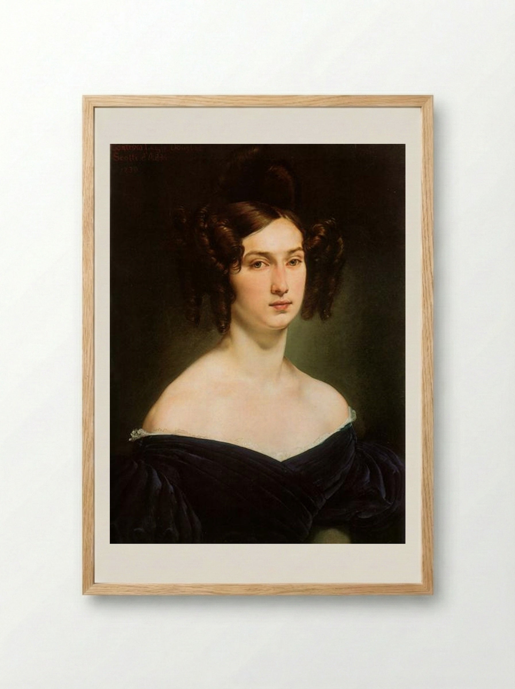 Portrait of Countess Luigia Douglas Scotti d'Adda - Francesco Hayez - Framed Print Wood