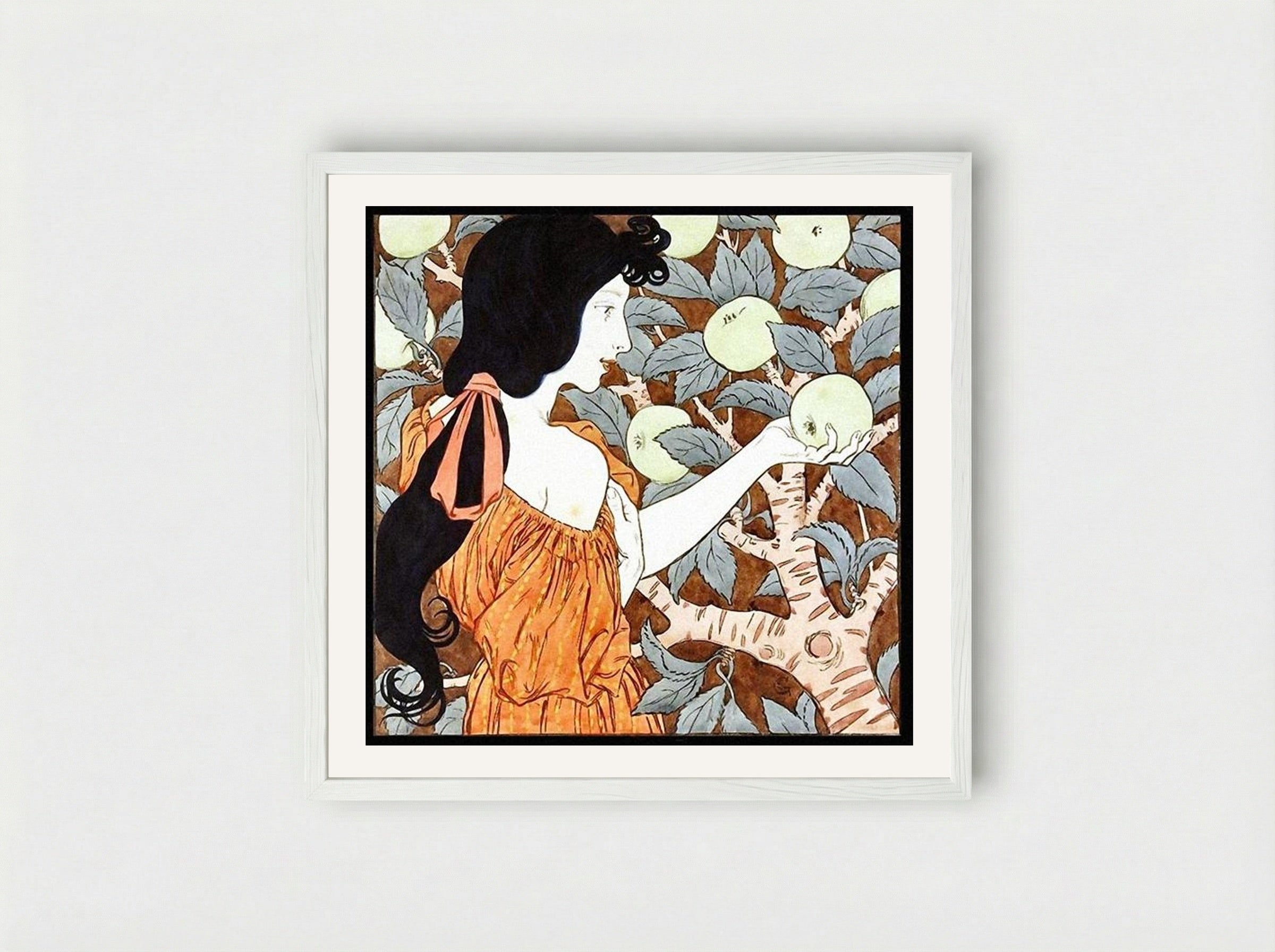 Tentation - Eugène Grasset - Framed Print White
