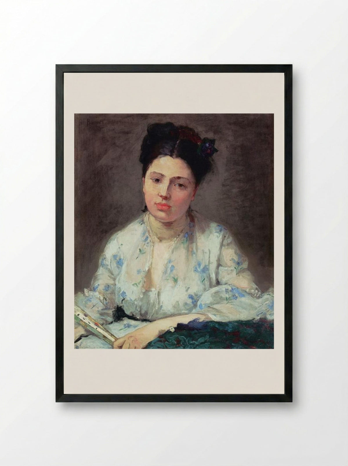 Young Woman Leaning - Berthe Morisot - Framed Print Black