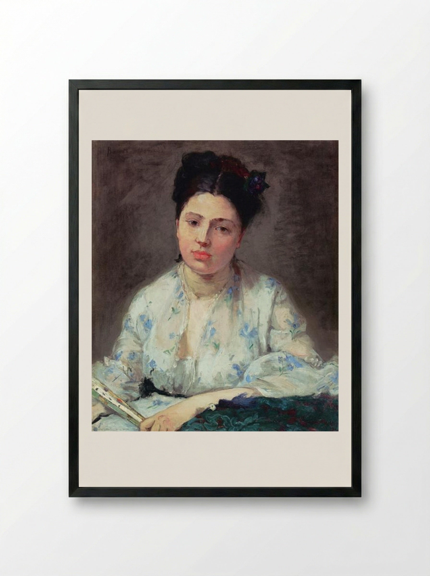 Young Woman Leaning - Berthe Morisot - Framed Print Black