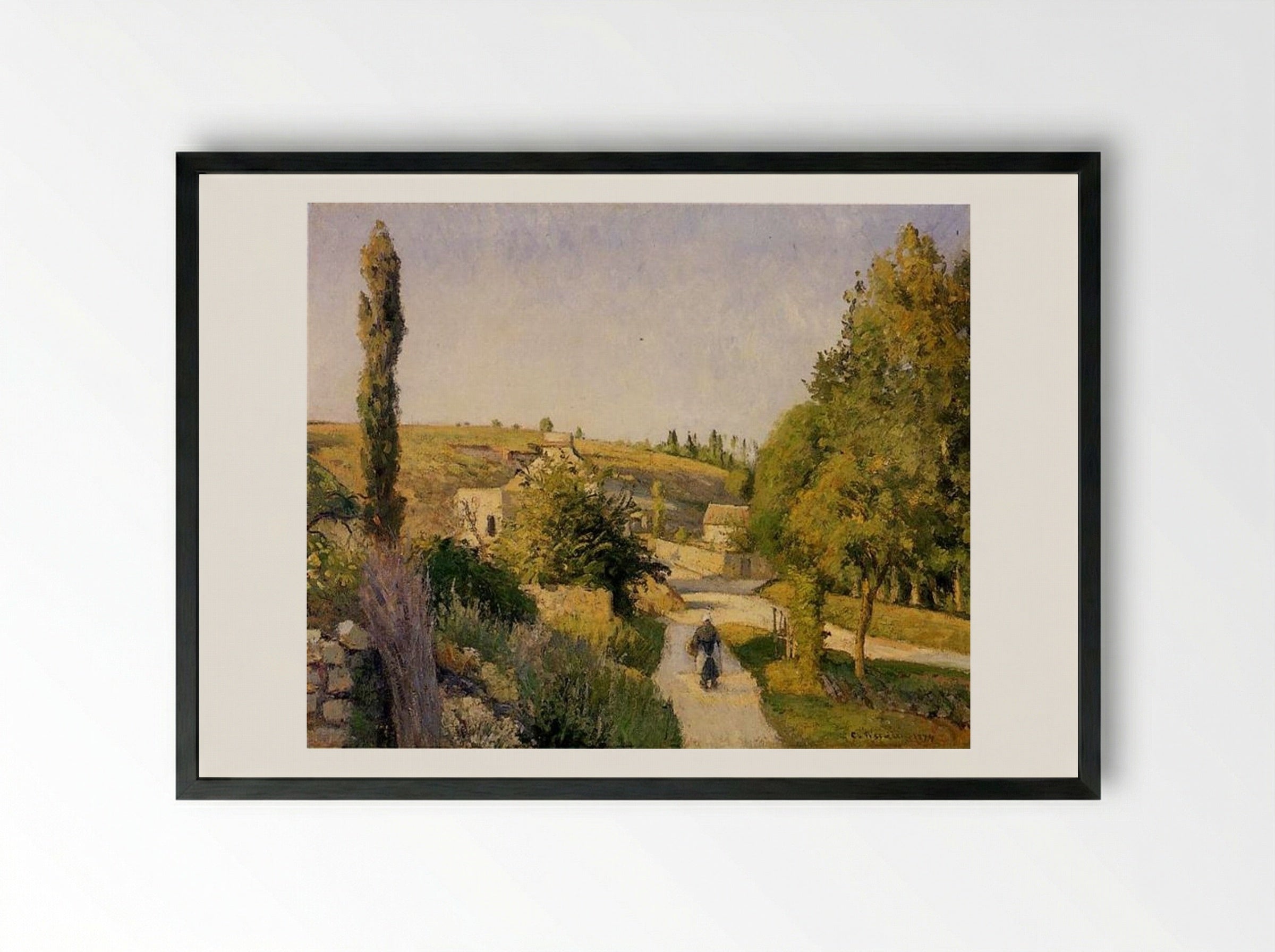 Landscape at l'Hermitage, Pontoise - Camille Pissarro - Framed Print Black