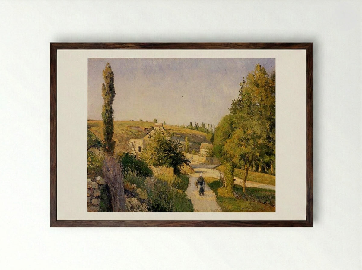 Landscape at l'Hermitage, Pontoise - Camille Pissarro - Framed Print Dark Wood