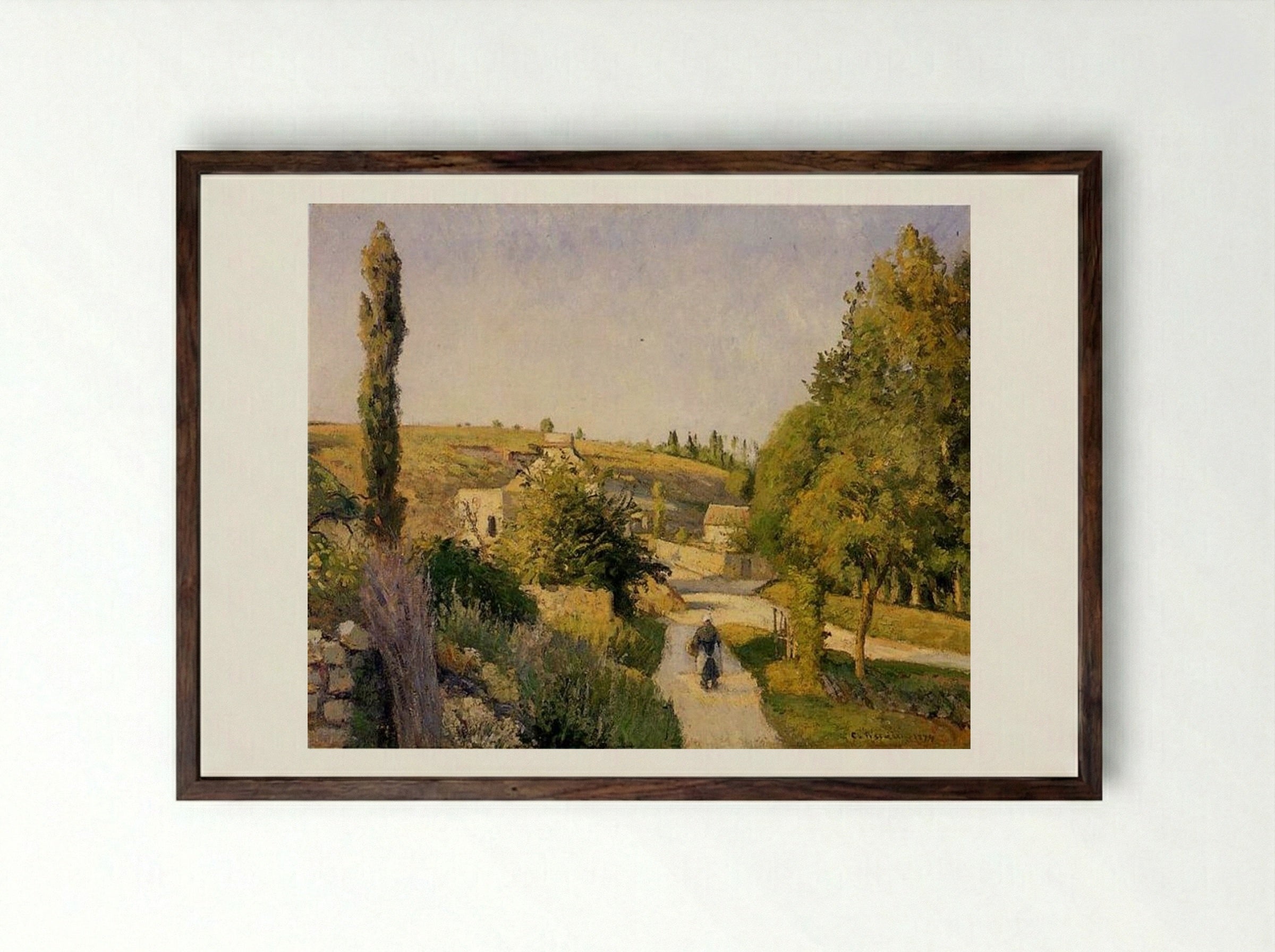 Landscape at l'Hermitage, Pontoise - Camille Pissarro - Framed Print Dark Wood