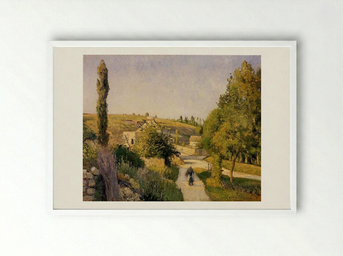 Landscape at l'Hermitage, Pontoise - Camille Pissarro - Framed Print White