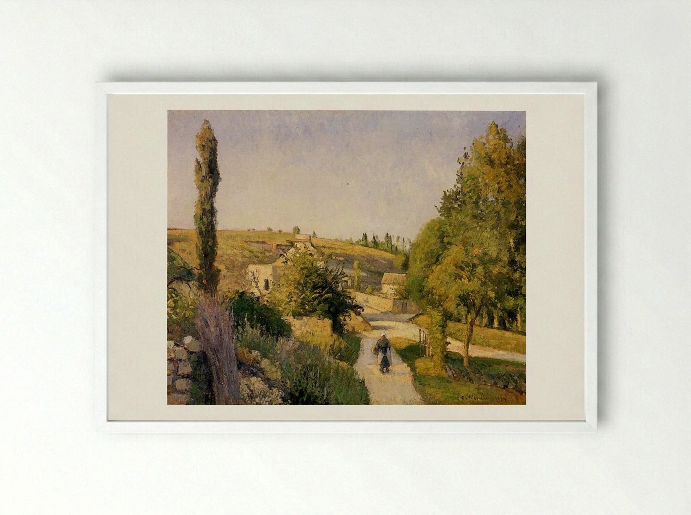 Landscape at l'Hermitage, Pontoise - Camille Pissarro - Framed Print White