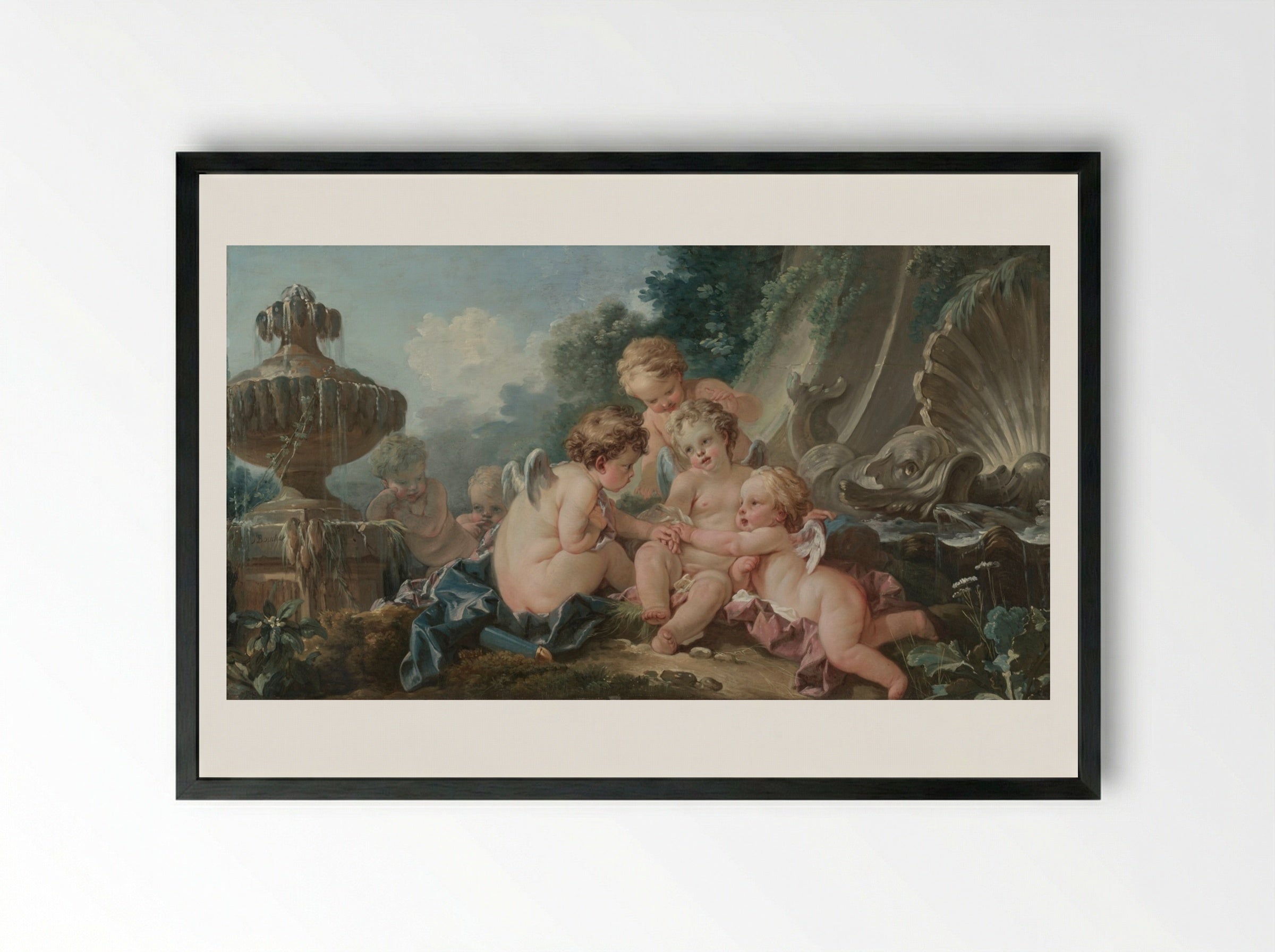 Cupids in Conspiracy - François Boucher - Framed Print Black