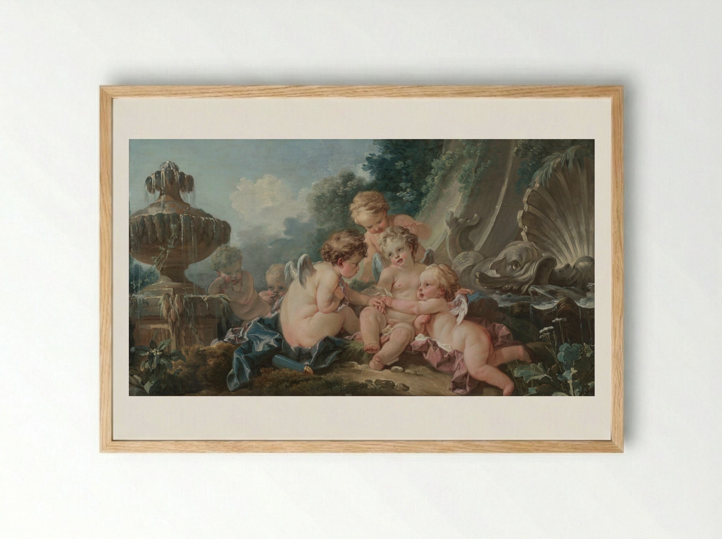 Cupids in Conspiracy - François Boucher - Framed Print Wood