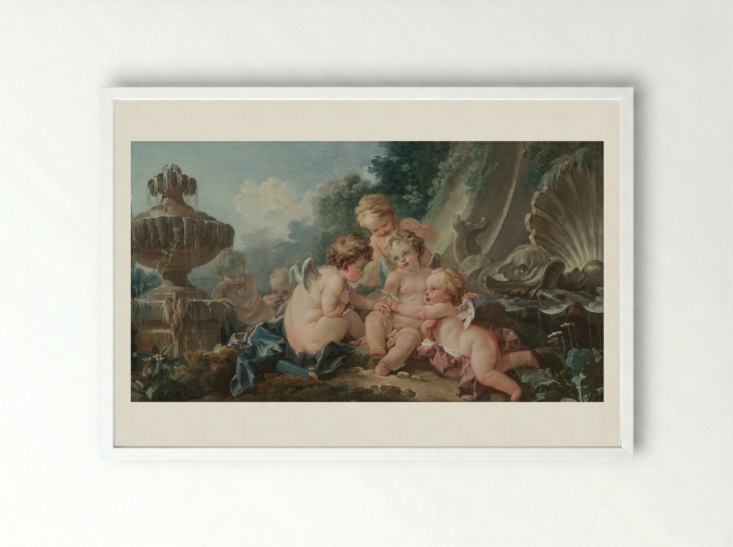 Cupids in Conspiracy - François Boucher - Framed Print White