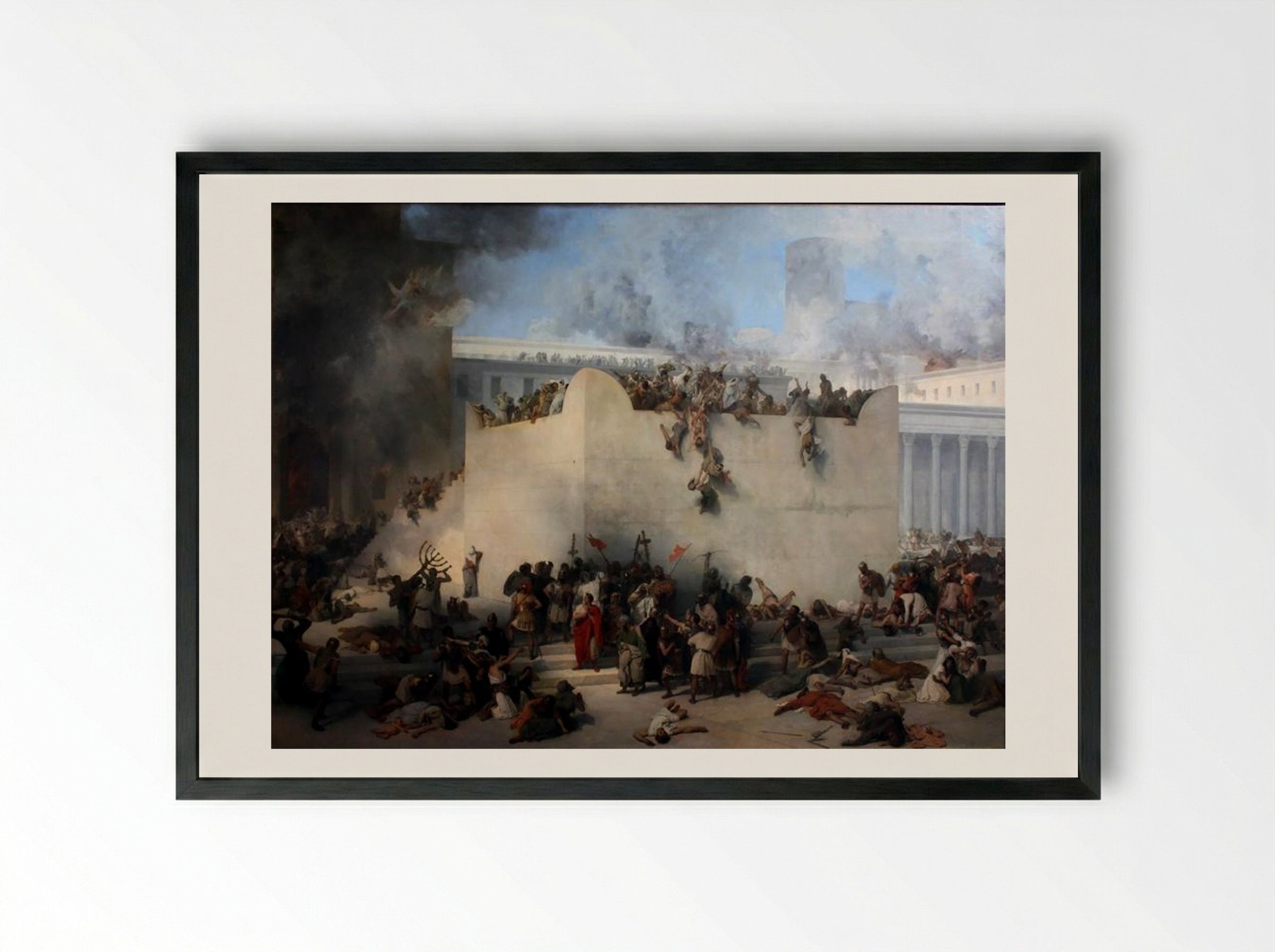 Destruction of the Temple of Jerusalem - Francesco Hayez - Framed Print Black