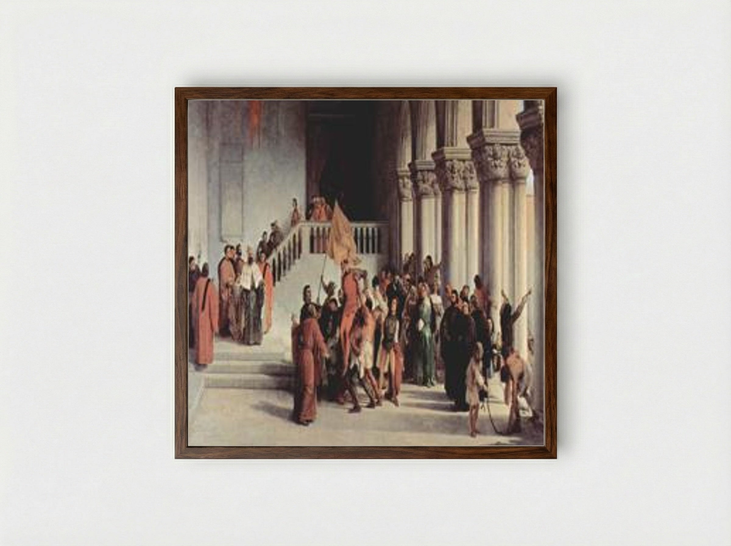 The Liberation of Vettor Pisani - Francesco Hayez - Framed Print Dark Wood