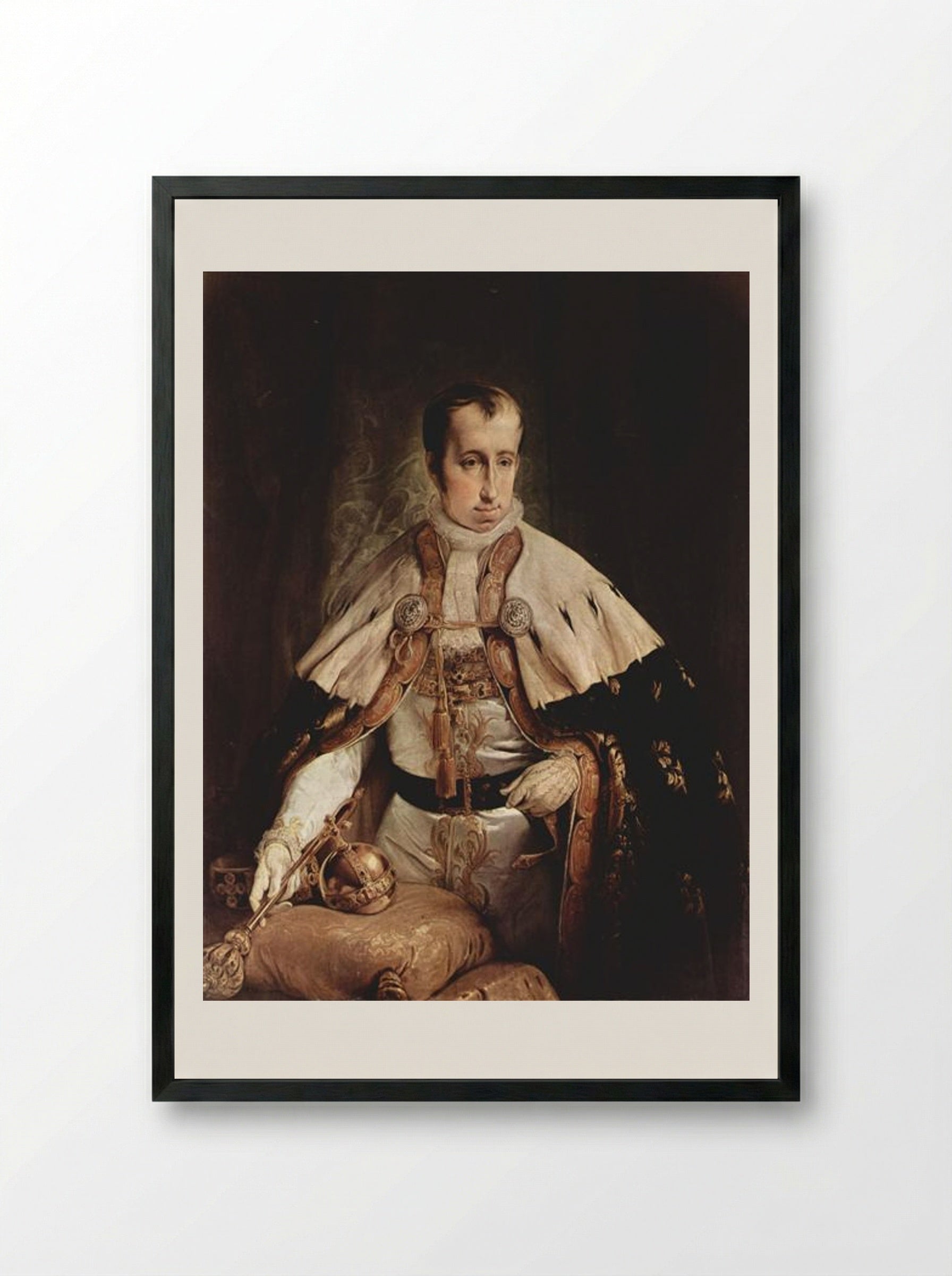 Portrait of Ferdinand I of Austria - Francesco Hayez - Framed Print Black