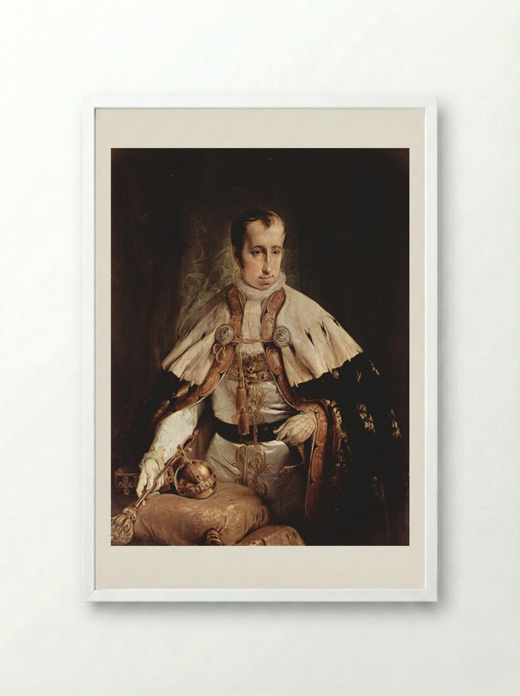 Portrait of Ferdinand I of Austria - Francesco Hayez - Framed Print White