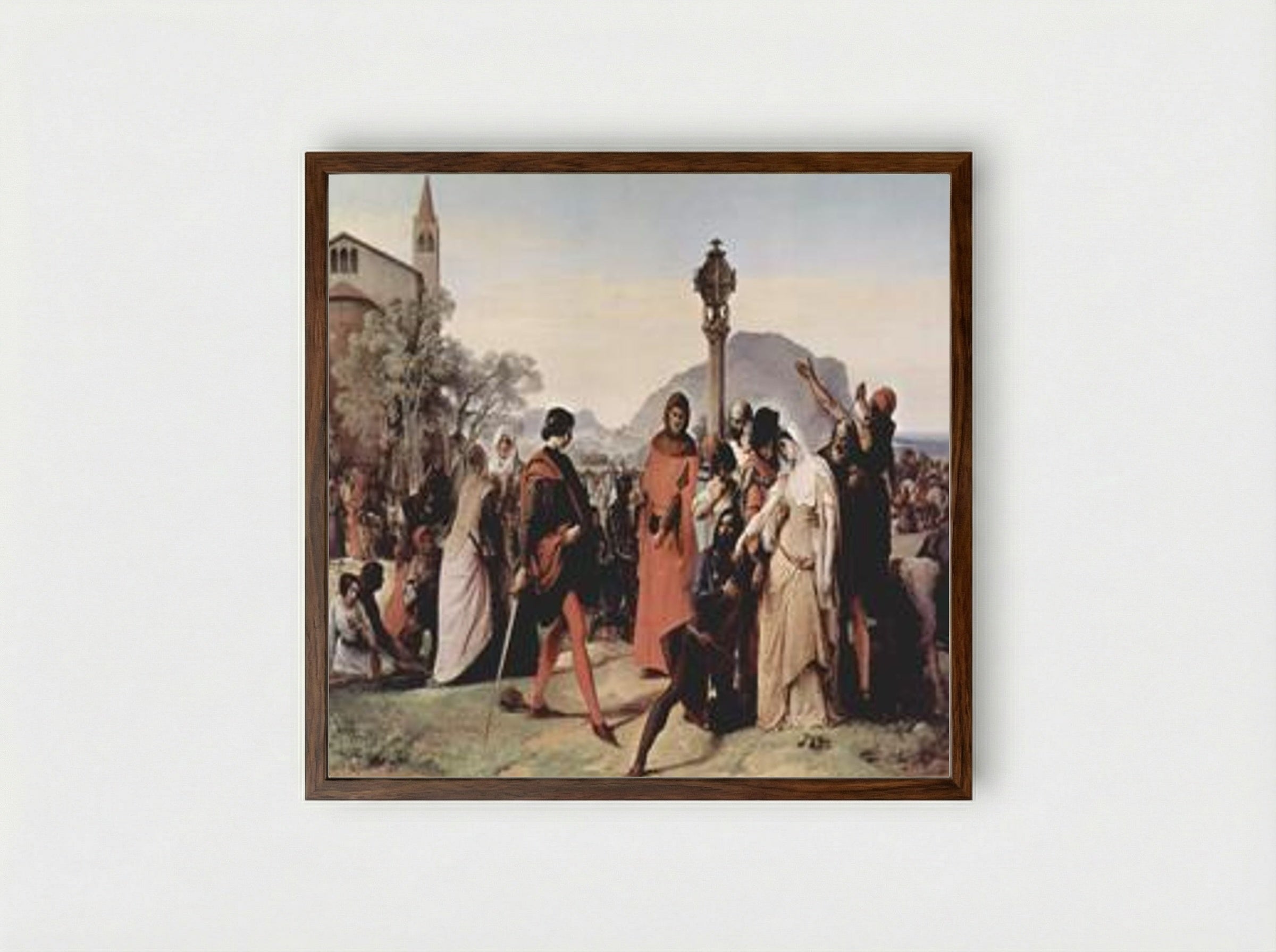 The Sicilian Vespers - Francesco Hayez - Framed Print Dark Wood