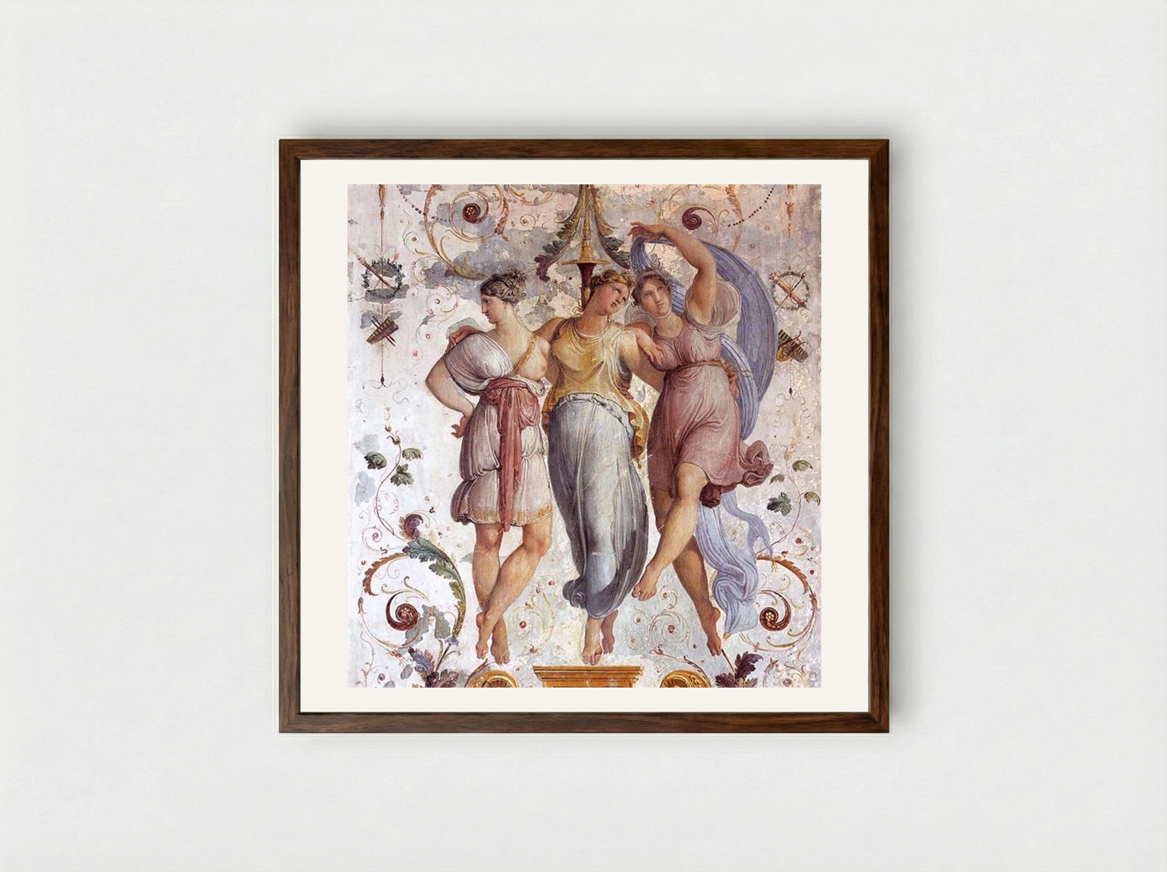 The Three Graces - Francesco Hayez - Framed Print Dark Wood