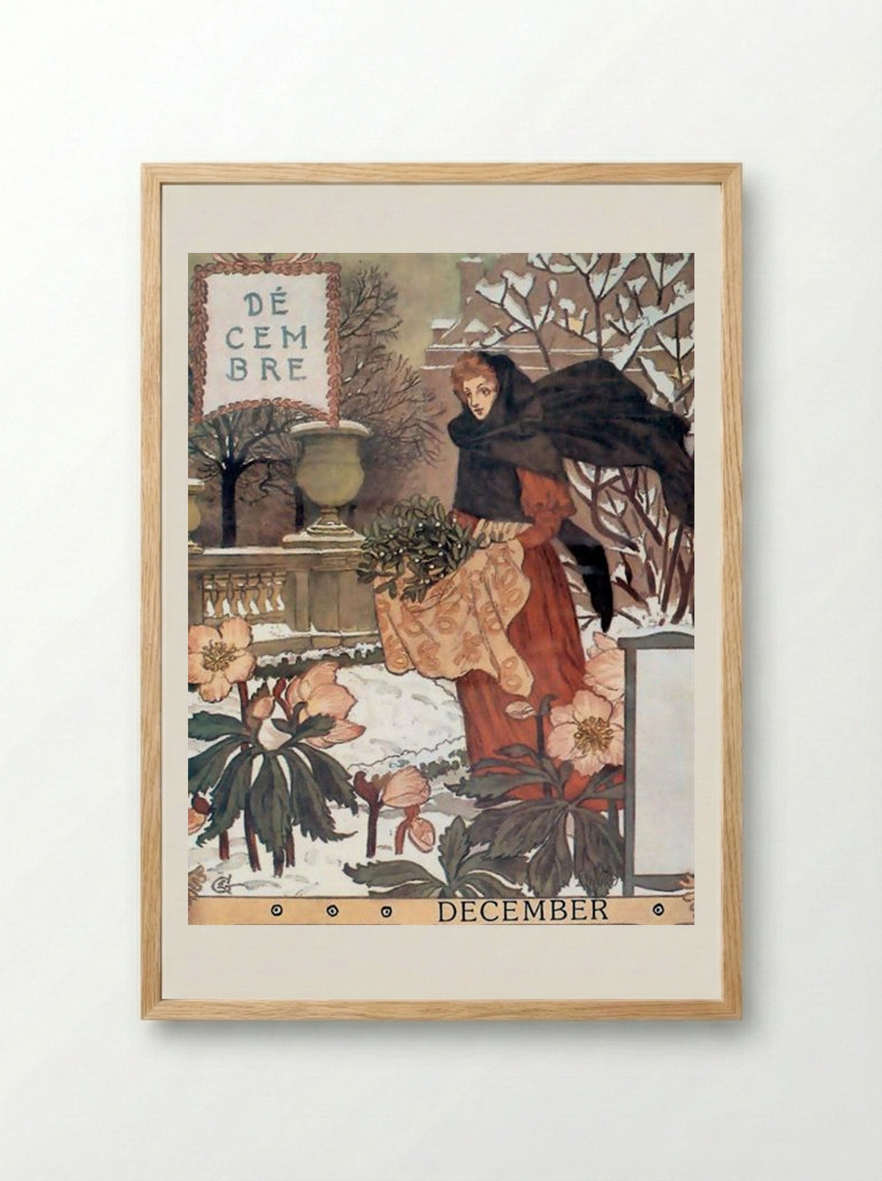 La Belle Jardinière - December - Eugène Grasset - Framed Print Wood