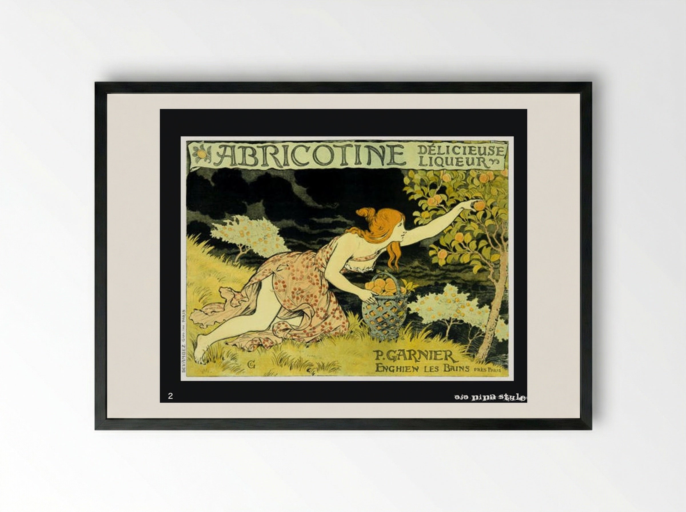 Abricotine - Eugène Grasset - Framed Print Black