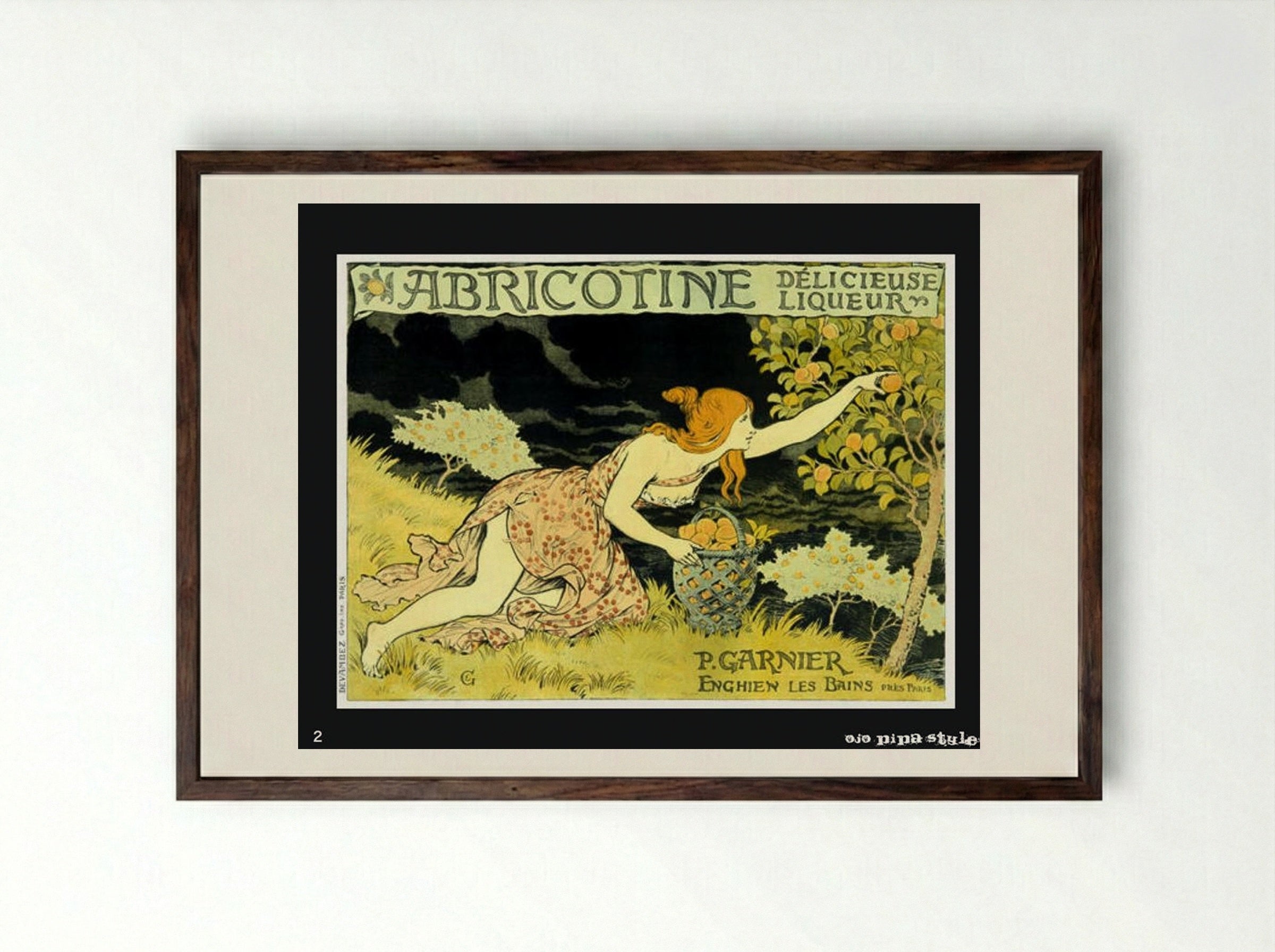 Abricotine - Eugène Grasset - Framed Print Dark Wood