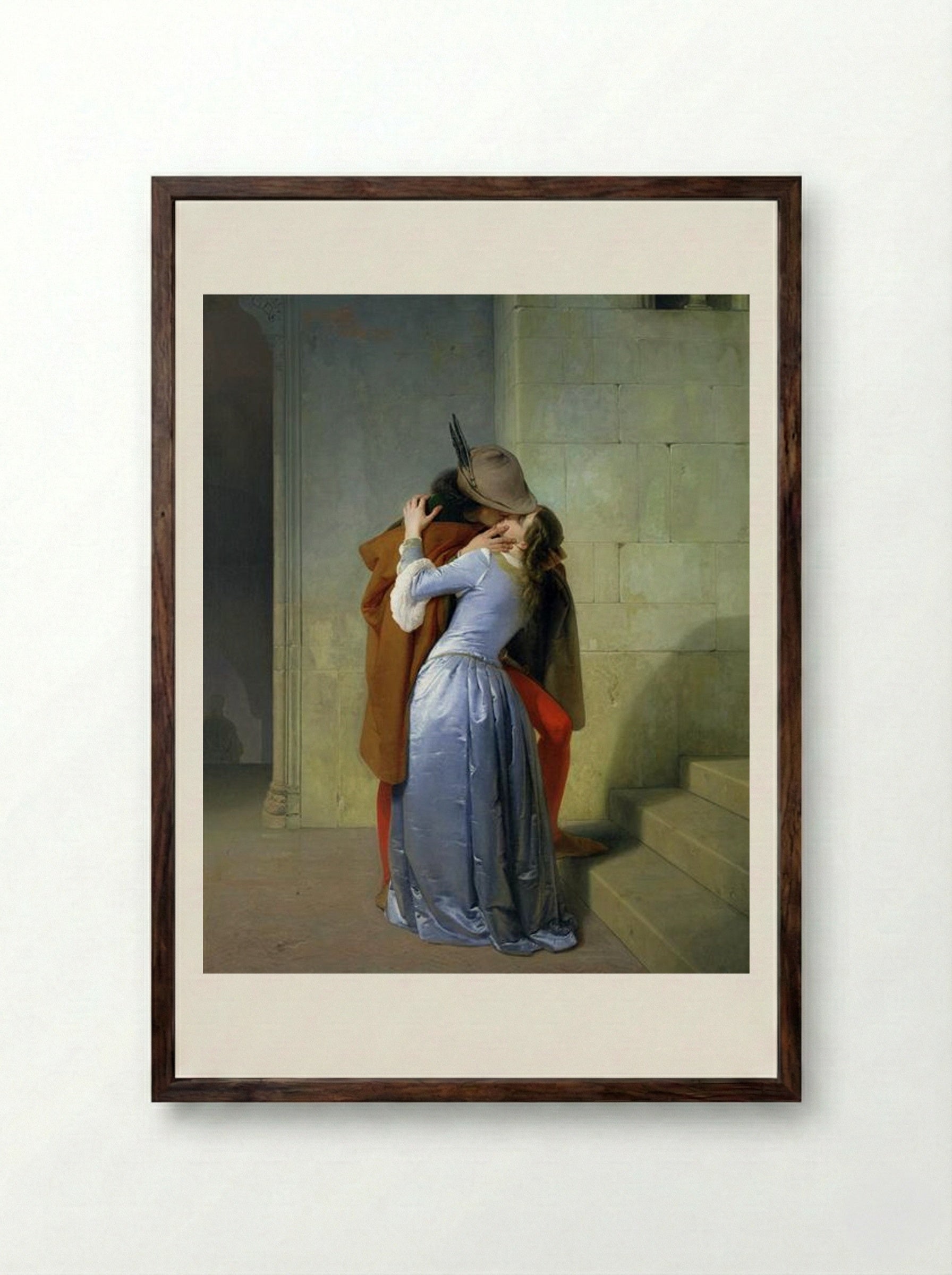 The Kiss - Francesco Hayez - Framed Print Dark Wood