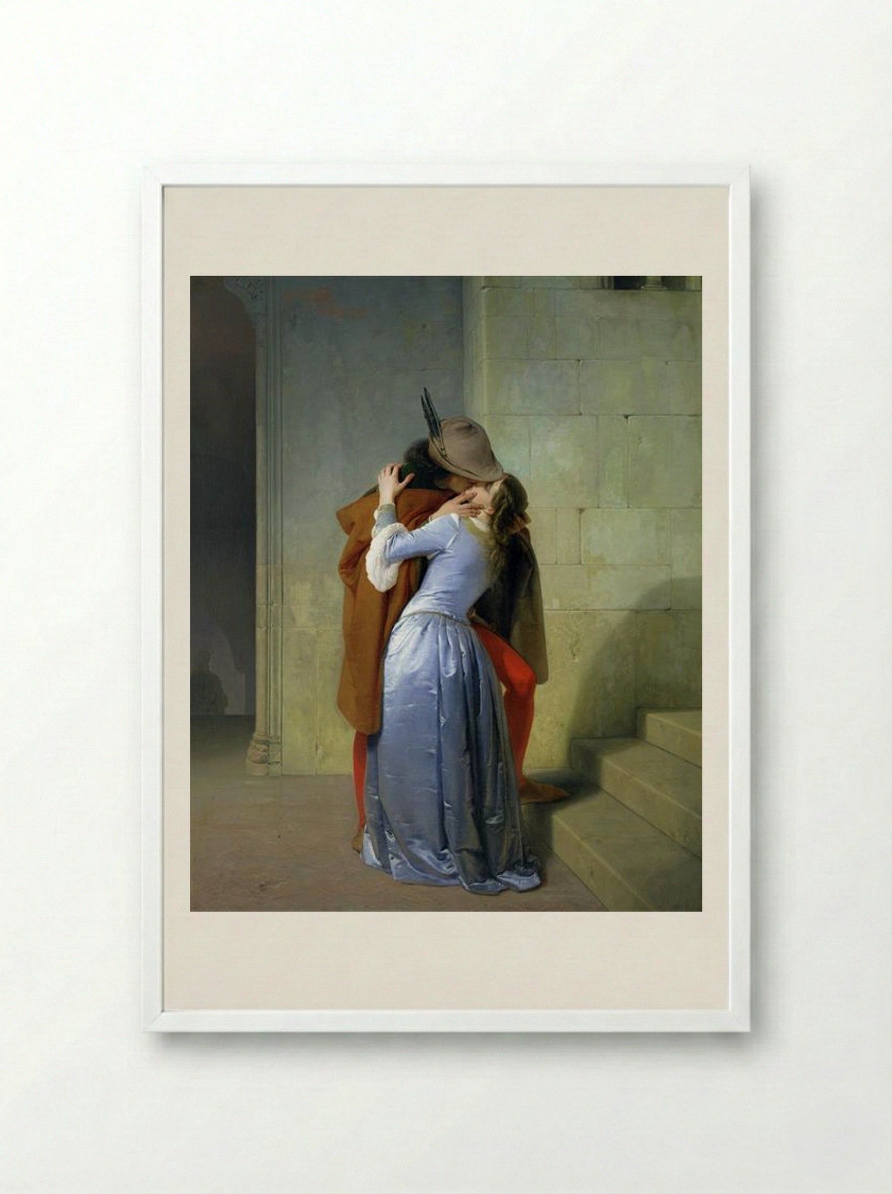 The Kiss - Francesco Hayez - Framed Print White