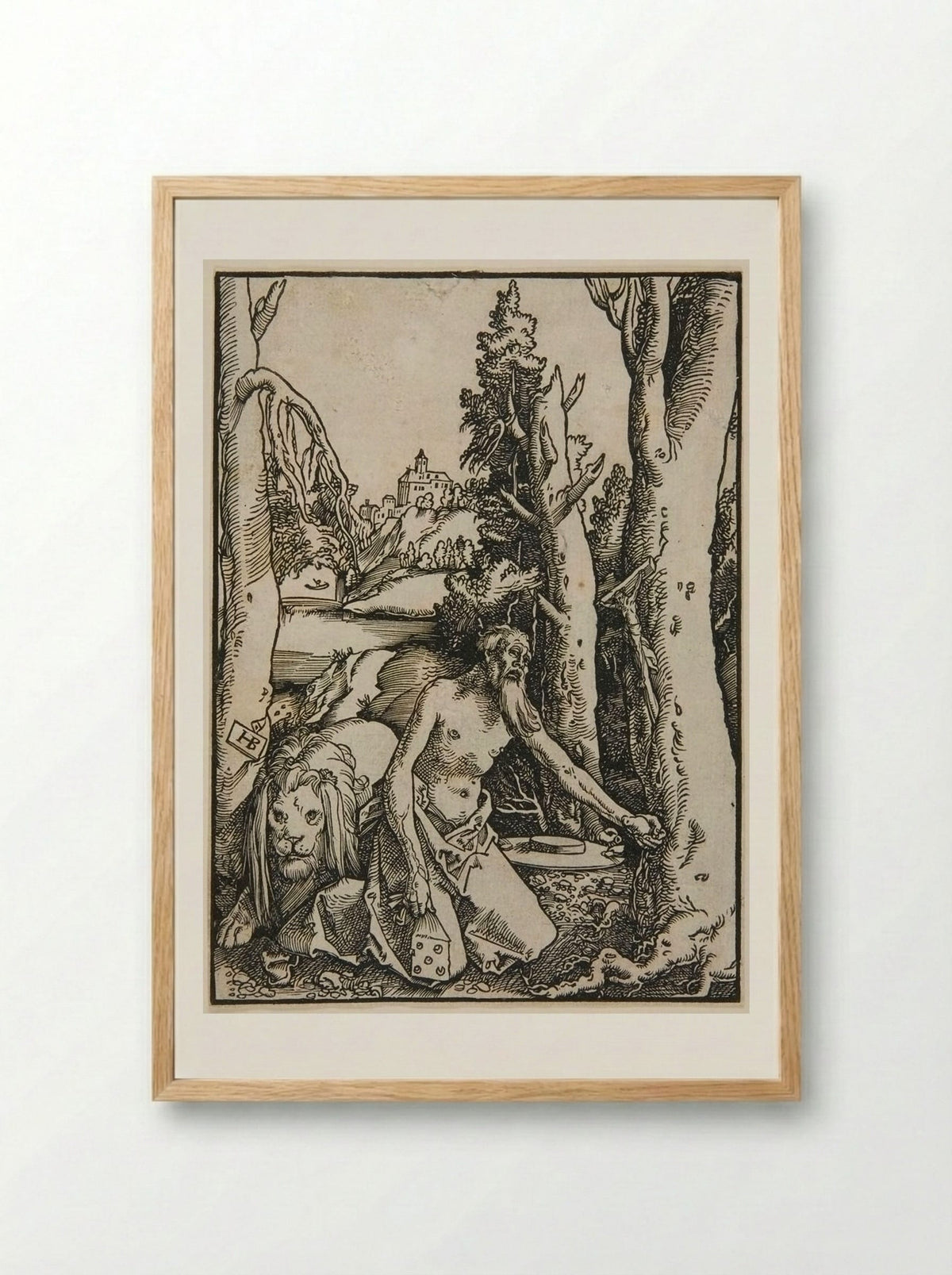 Saint Jerome in the Desert - Hans Baldung Grien - Framed Print Wood