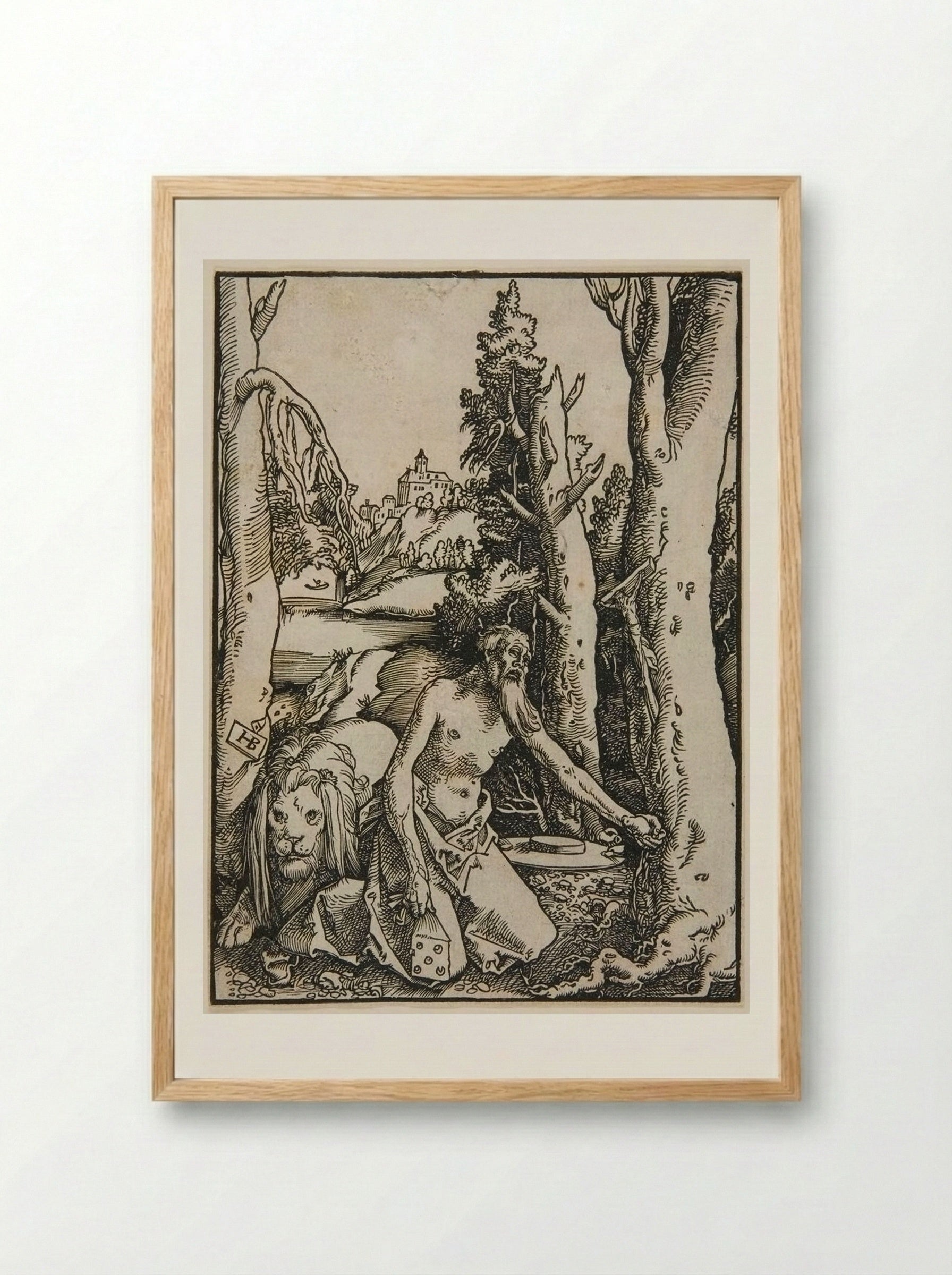 Saint Jerome in the Desert - Hans Baldung Grien - Framed Print Wood