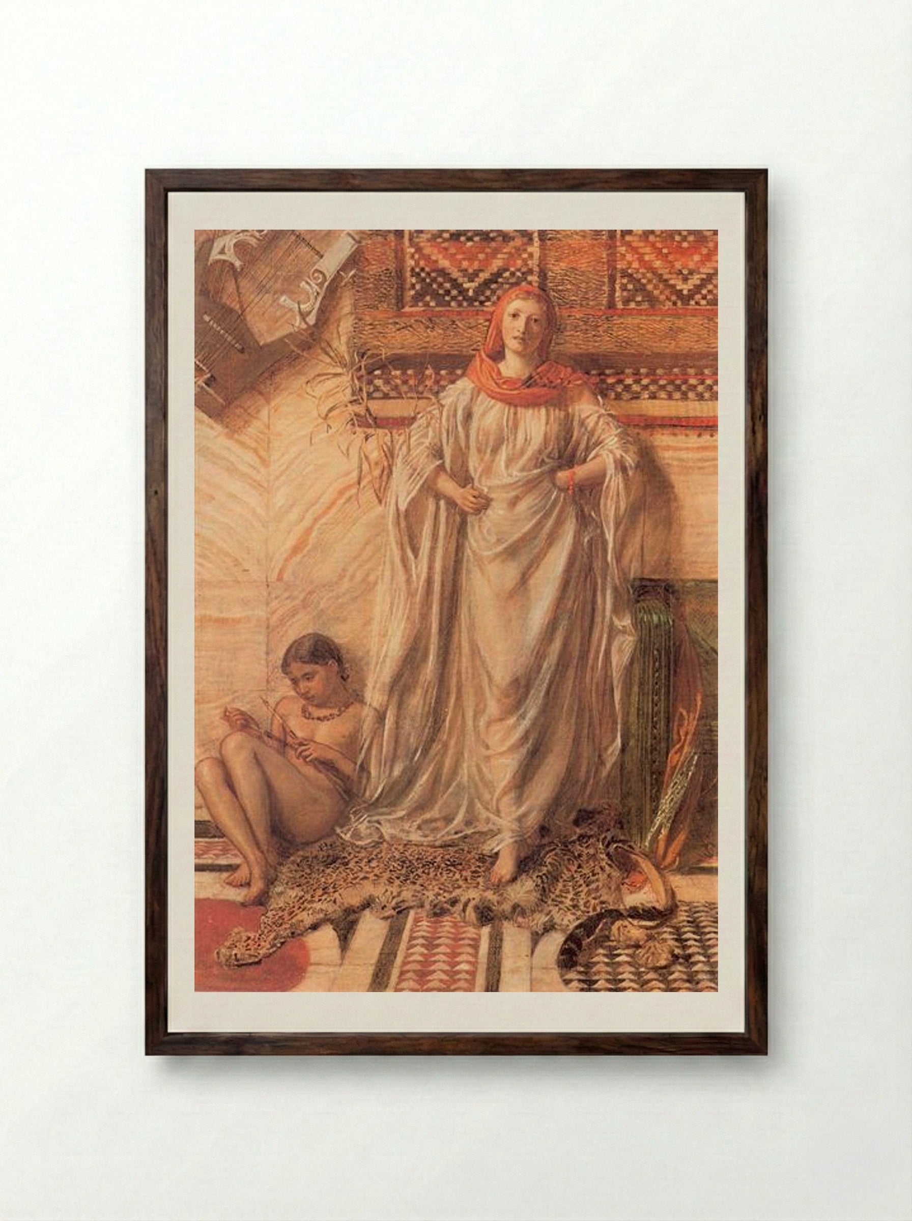 Dancing Girl Resting - Albert Joseph Moore - Framed Print Dark Wood