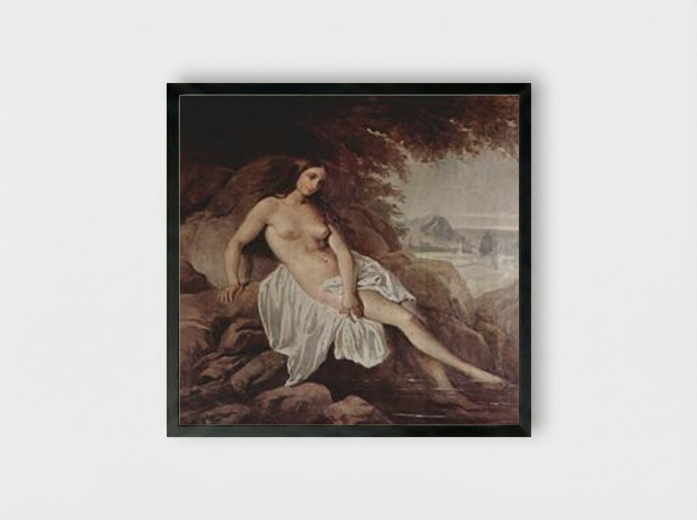 Badende (The Bather) - Francesco Hayez - Framed Print Black
