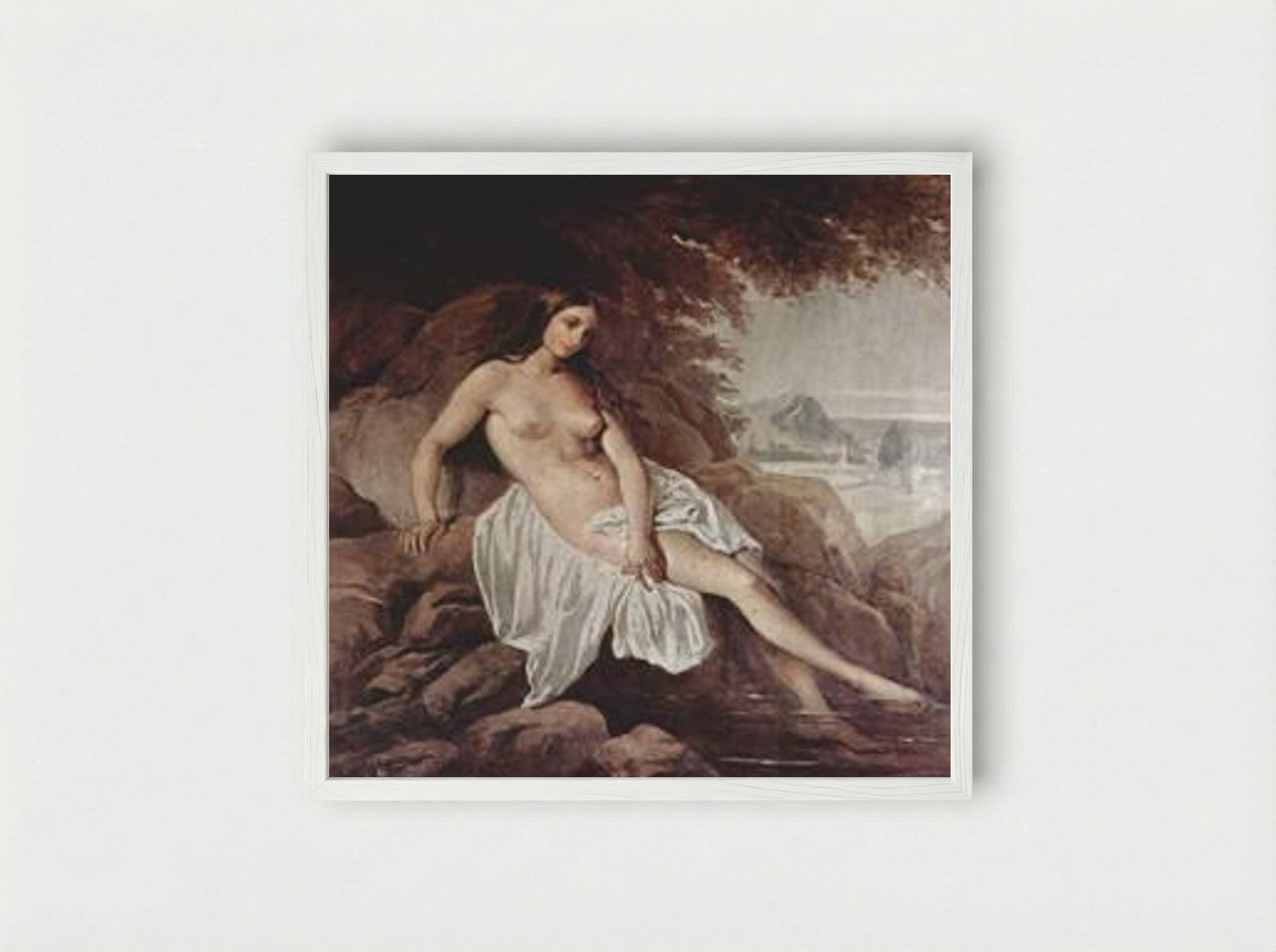 Badende (The Bather) - Francesco Hayez - Framed Print White