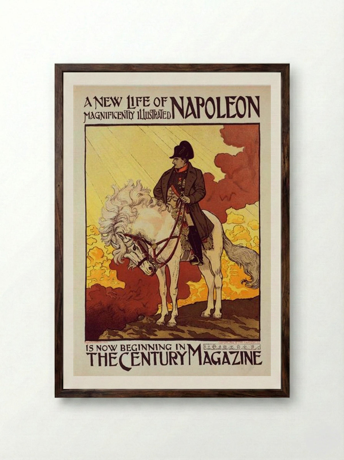 Affiche pour The Century Magazine, Napoléon - Eugène Grasset - Framed Print Dark Wood