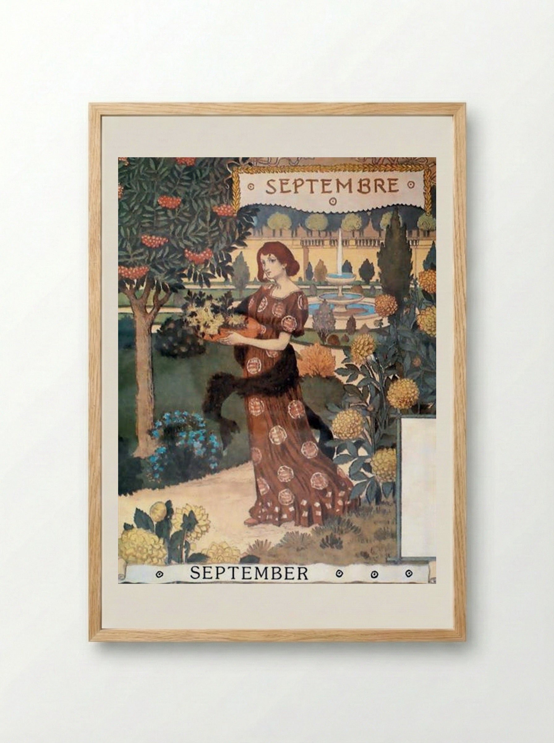 La Belle Jardinière - Septembre - Eugène Grasset - Framed Print Wood