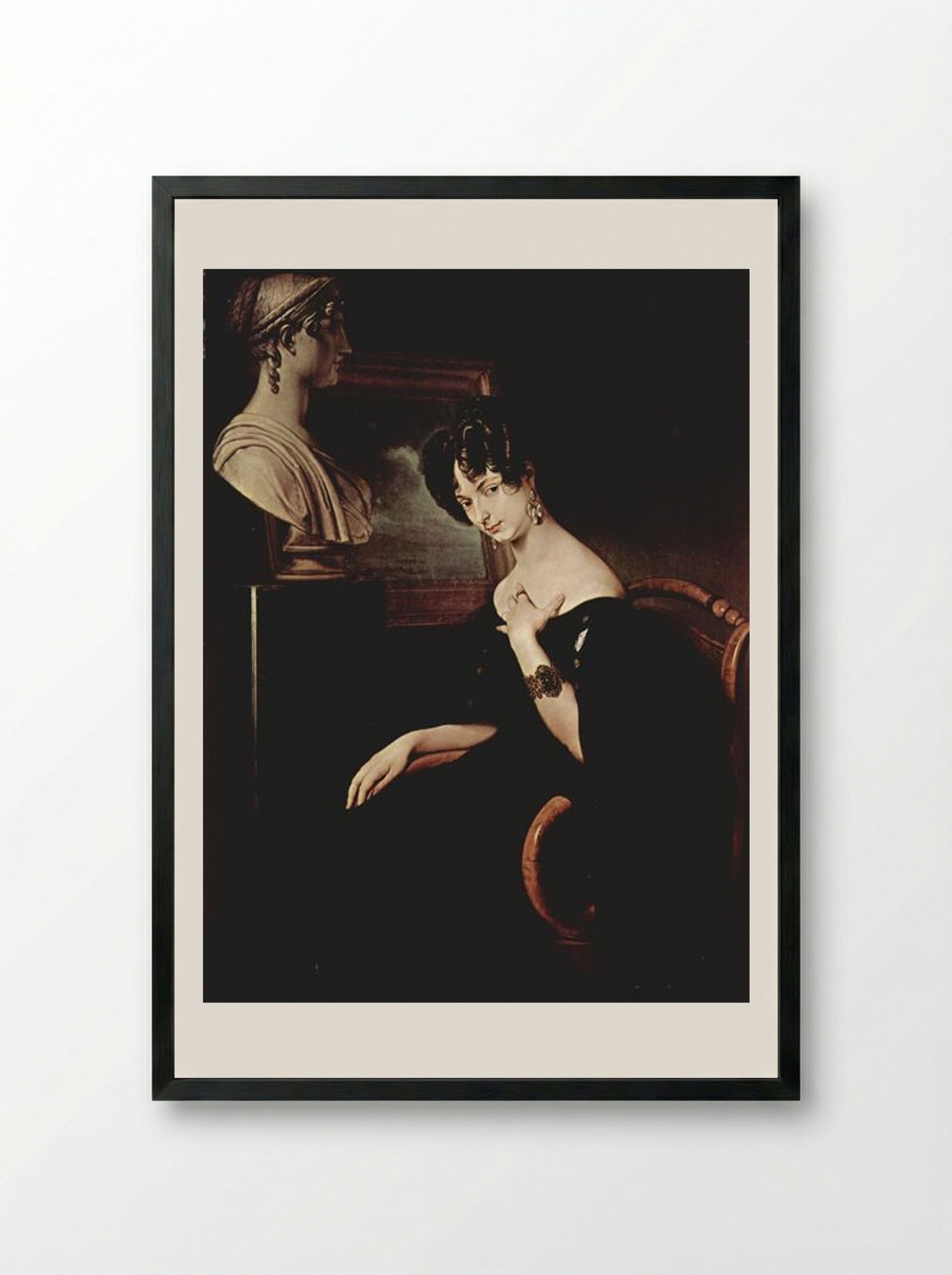 Portrait of Cristina di Belgiojoso Trivulzio - Francesco Hayez - Framed Print Black