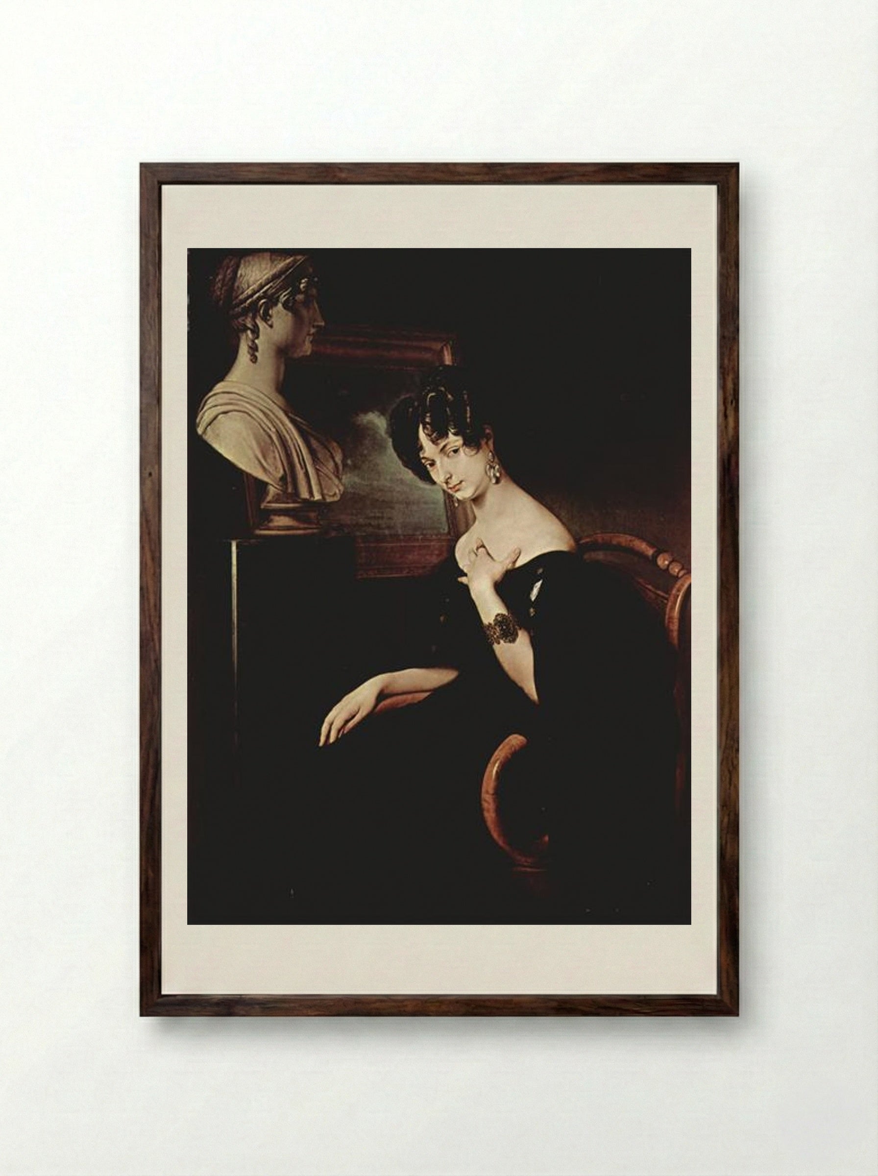 Portrait of Cristina di Belgiojoso Trivulzio - Francesco Hayez - Framed Print Dark Wood
