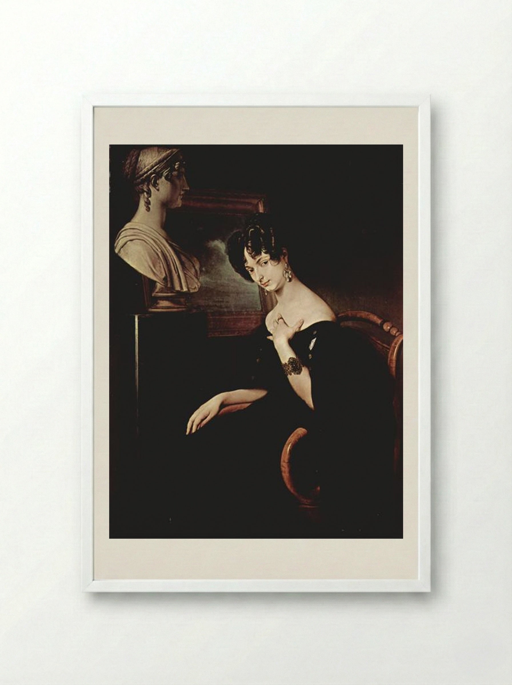 Portrait of Cristina di Belgiojoso Trivulzio - Francesco Hayez - Framed Print White