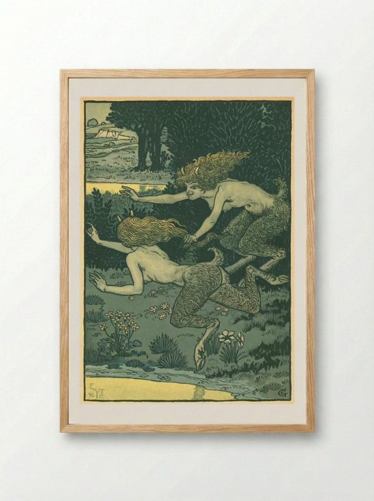 Les petites faunesses - Eugène Grasset - Framed Print Wood