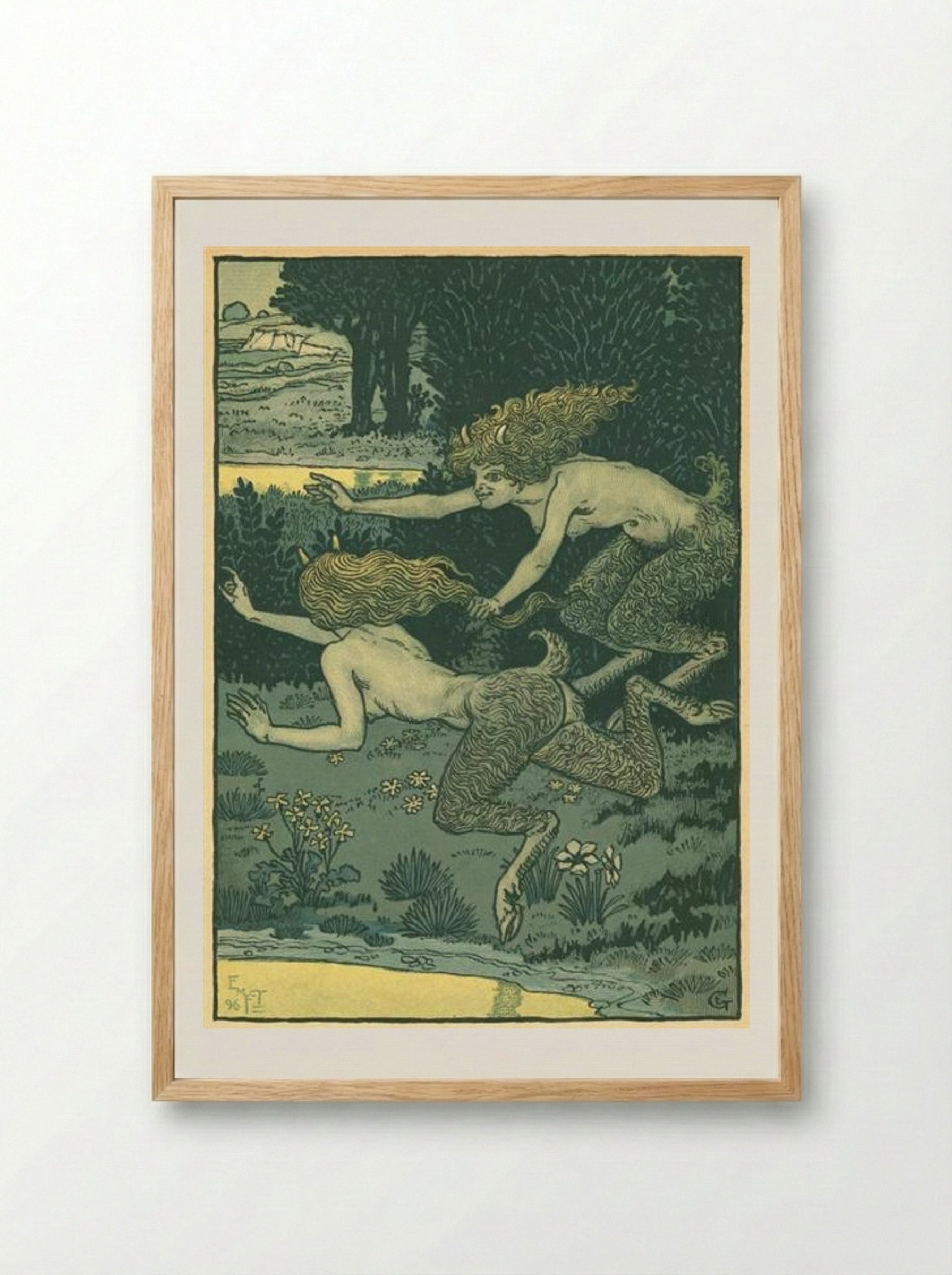 Les petites faunesses - Eugène Grasset - Framed Print Wood