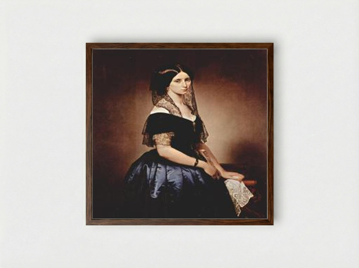 Portrait of Antoniet Tarsis Basilico - Francesco Hayez - Framed Print Dark Wood