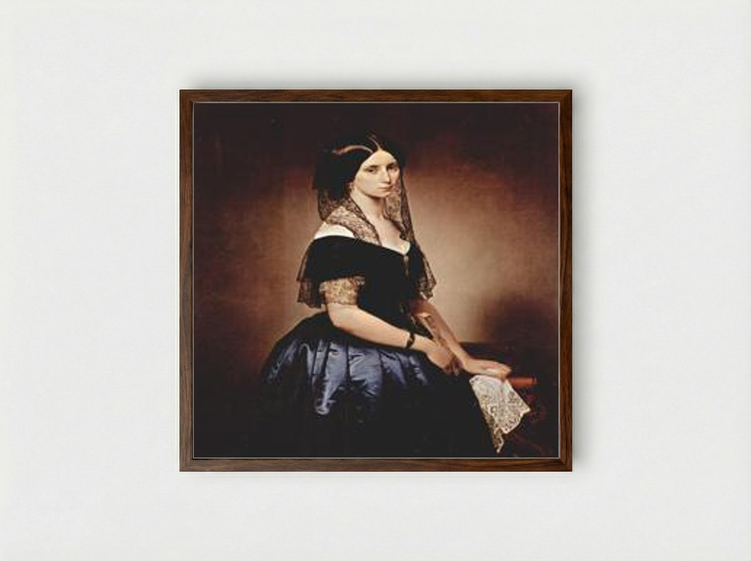 Portrait of Antoniet Tarsis Basilico - Francesco Hayez - Framed Print Dark Wood