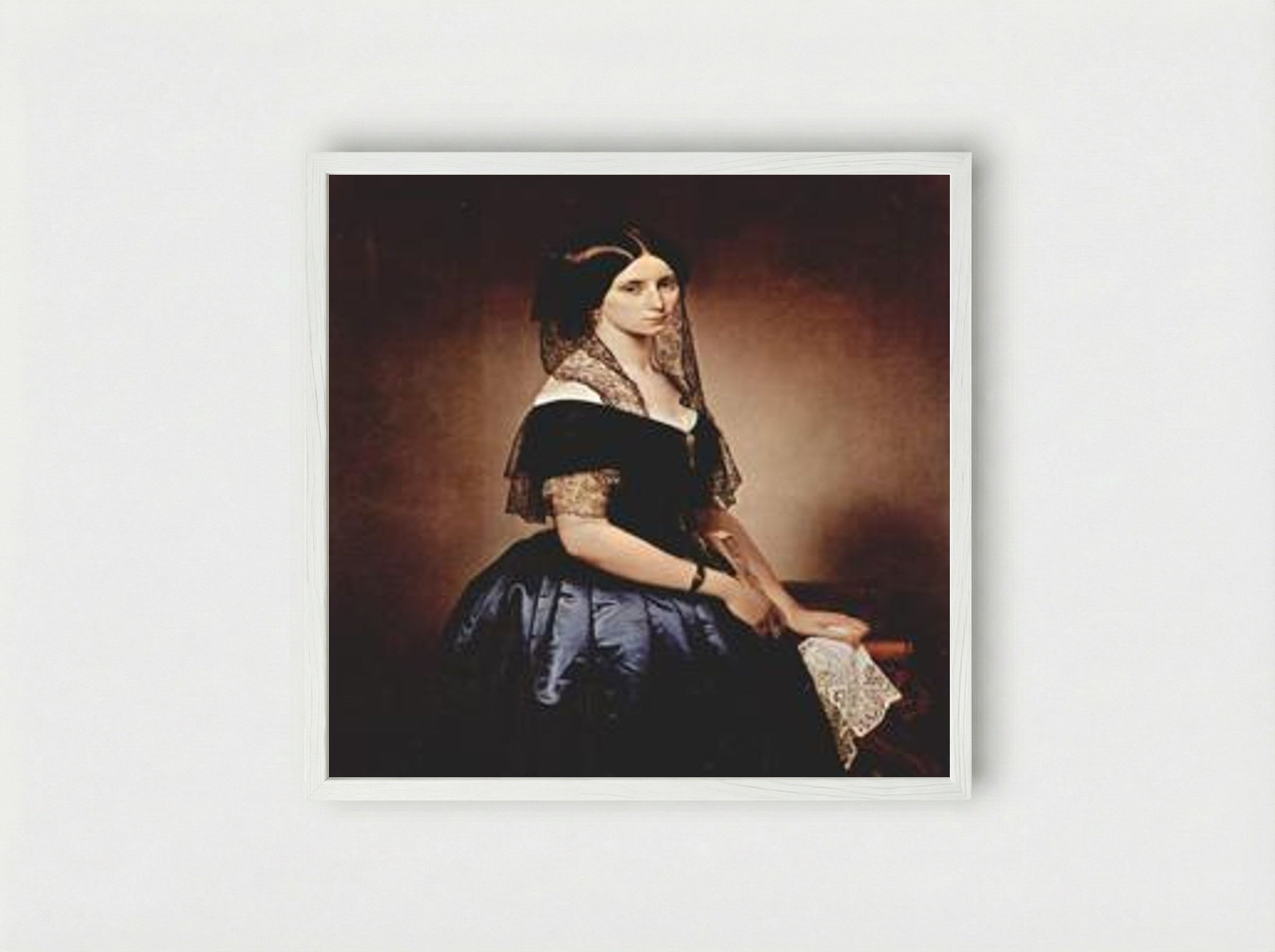 Portrait of Antoniet Tarsis Basilico - Francesco Hayez - Framed Print White