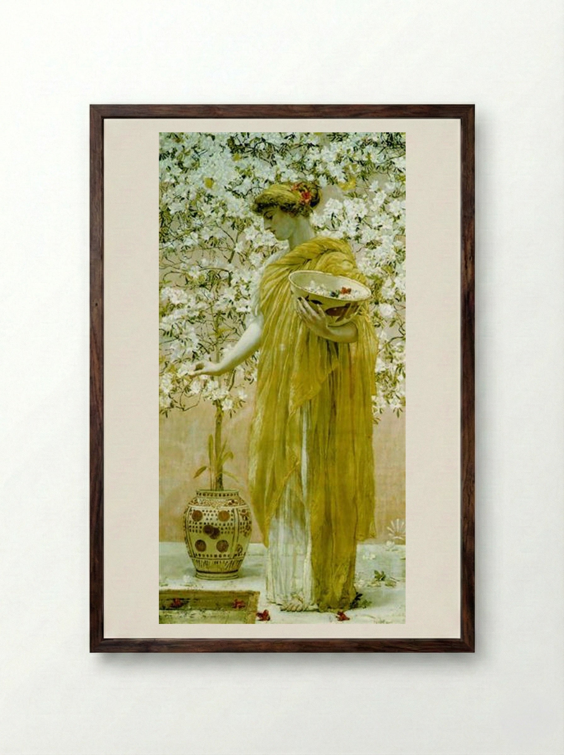 Azaleas - Albert Joseph Moore - Framed Print Dark Wood