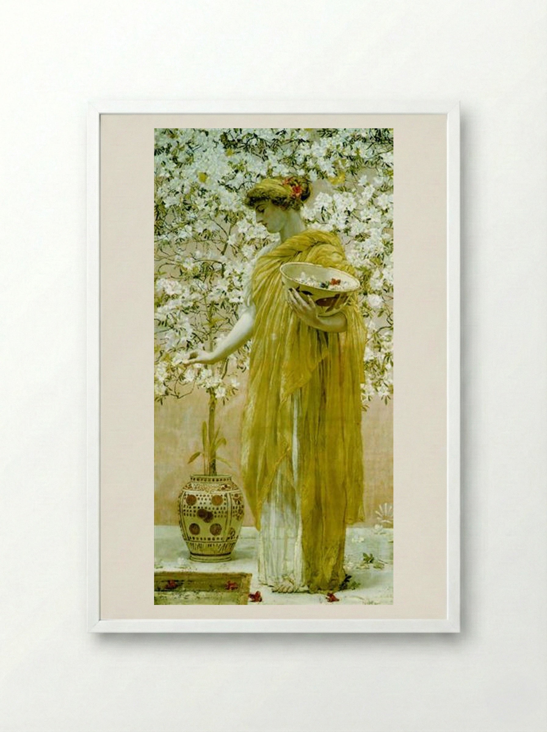 Azaleas - Albert Joseph Moore - Framed Print White