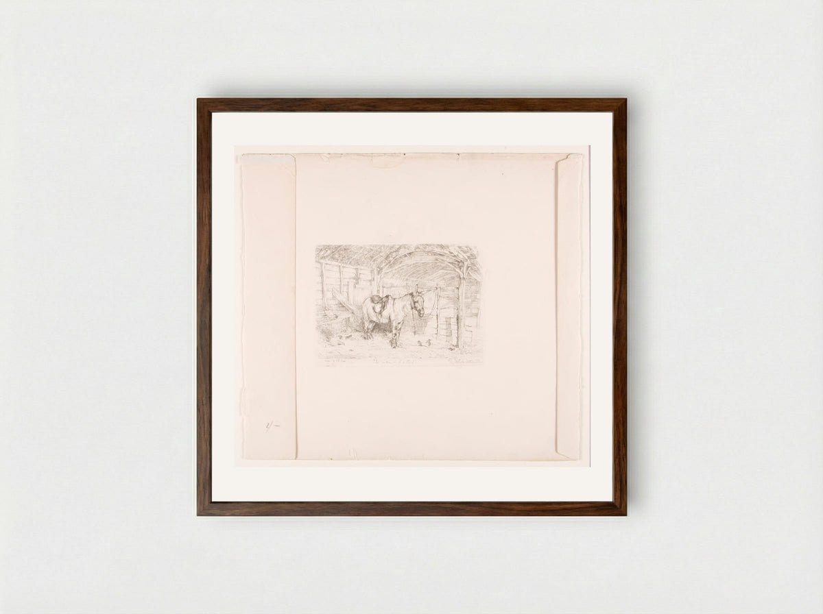 Interior of a Shed - John Frederick Lewis - Framed Print Dark Wood