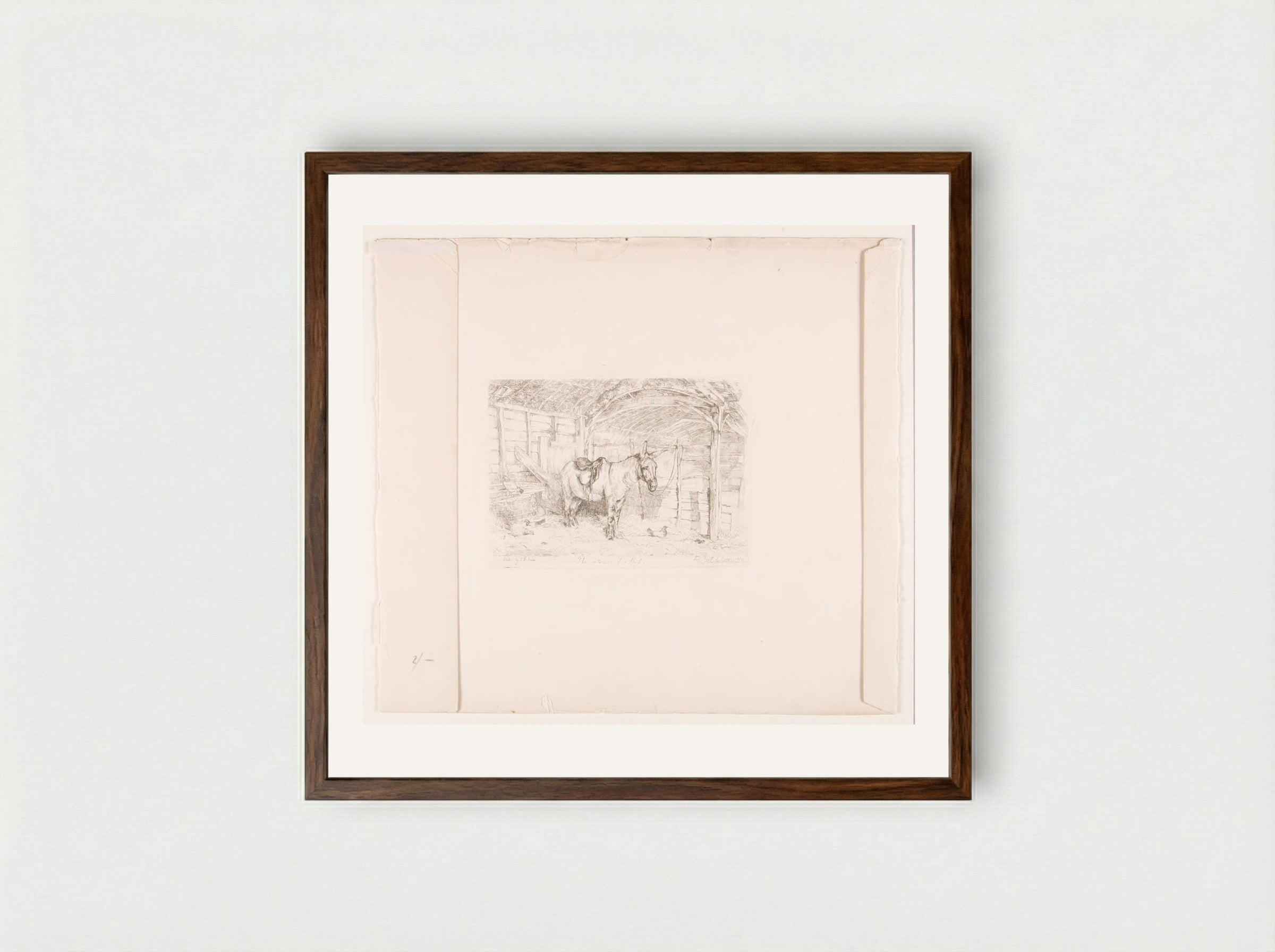 Interior of a Shed - John Frederick Lewis - Framed Print Dark Wood